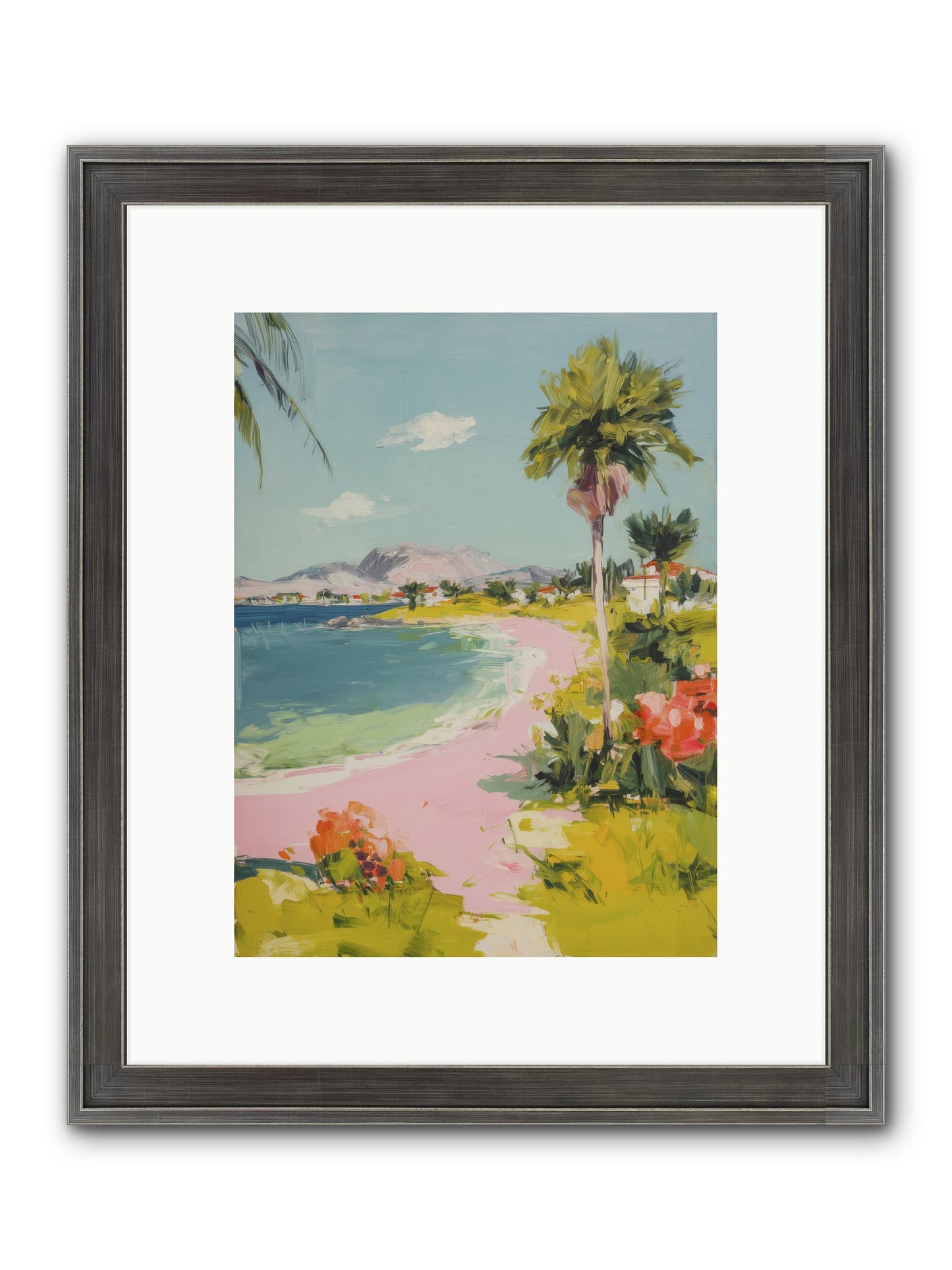 Rosy Coastline Framed Print - Slimwoods Black/Silver 9x12