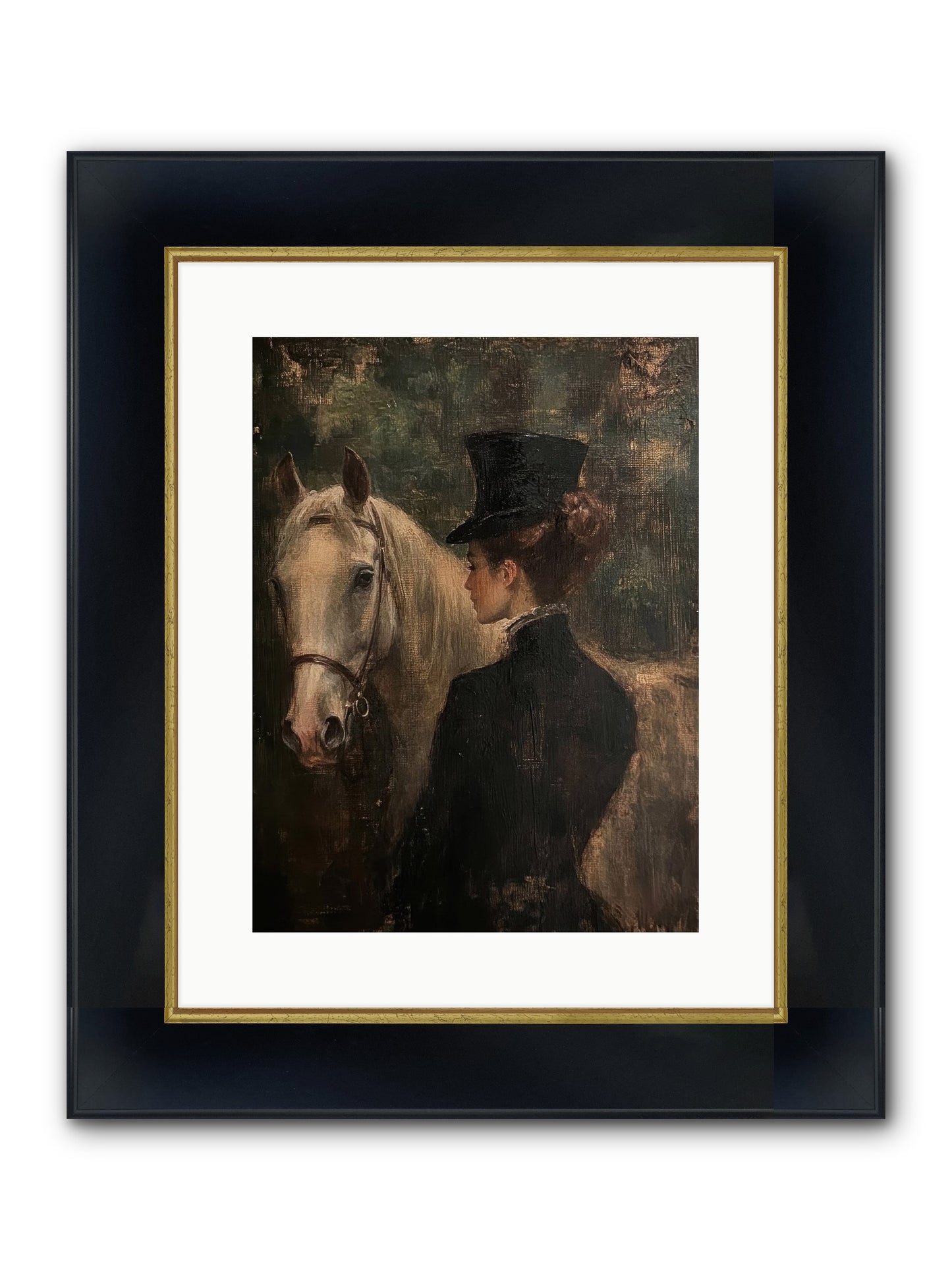 Rough Cut Diamond Framed Print - Wide Black w/Gold 12x16