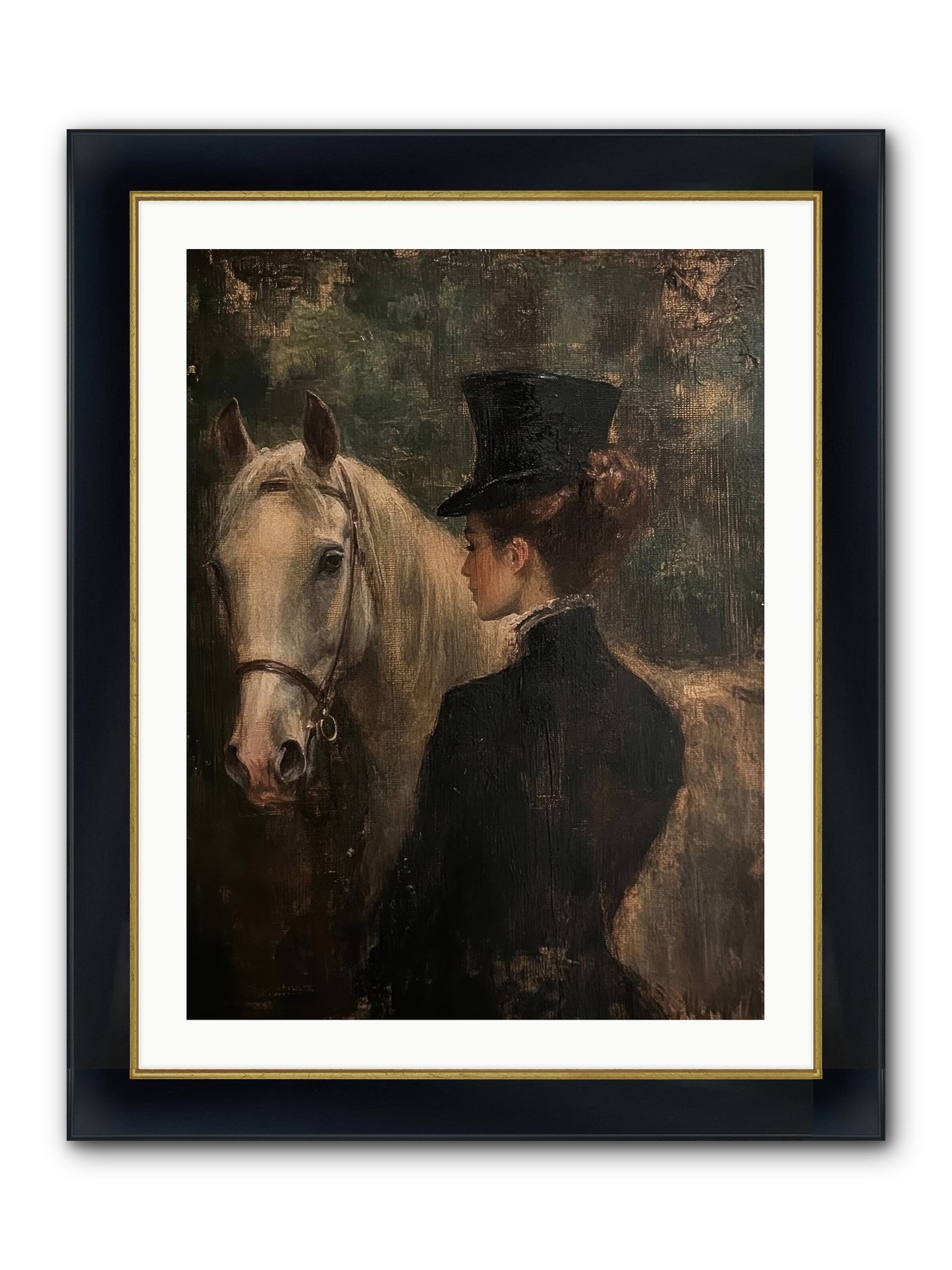 Rough Cut Diamond Framed Print - Wide Black w/Gold 24x32