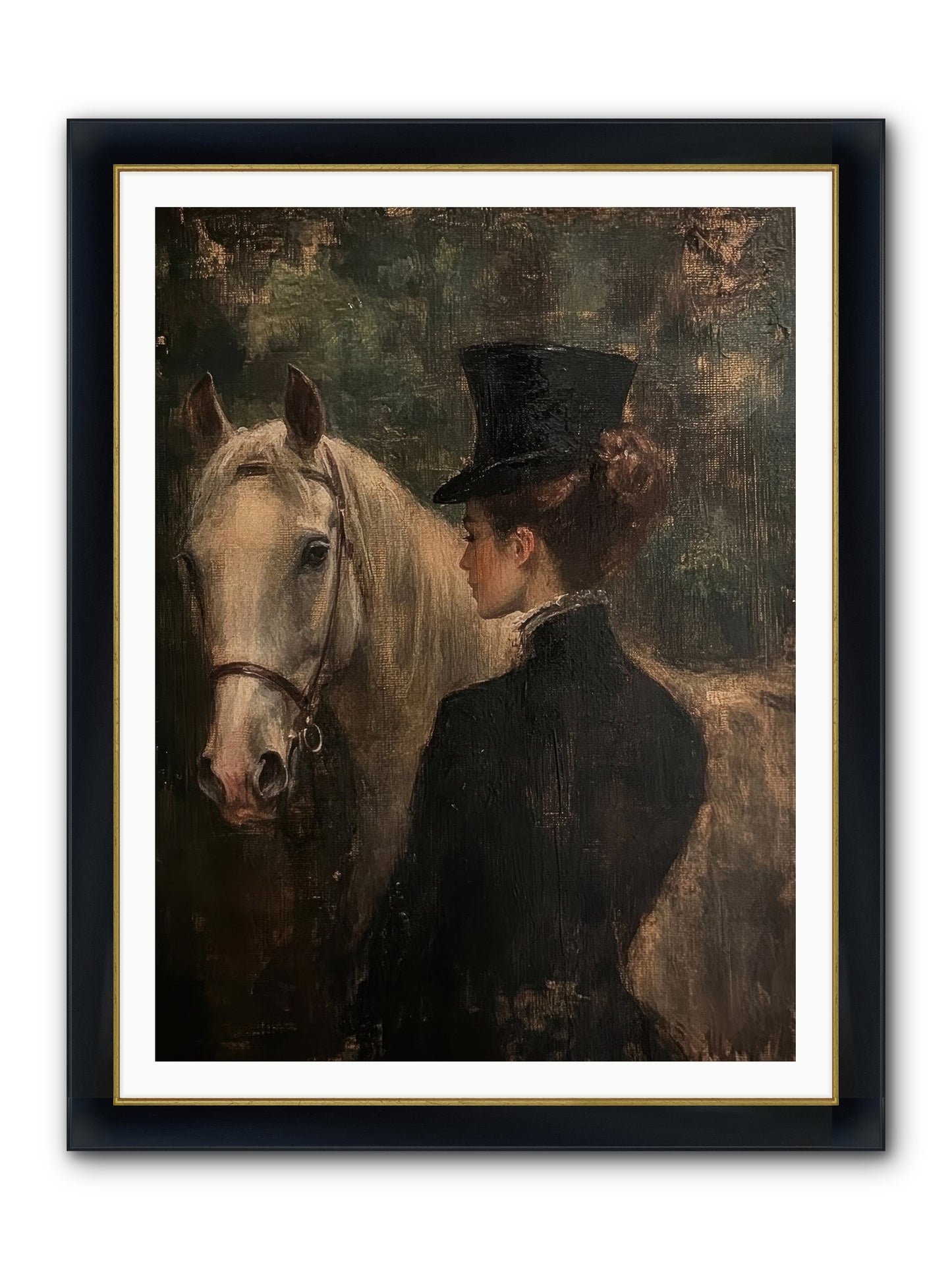 Rough Cut Diamond Framed Print - Wide Black w/Gold 36x48