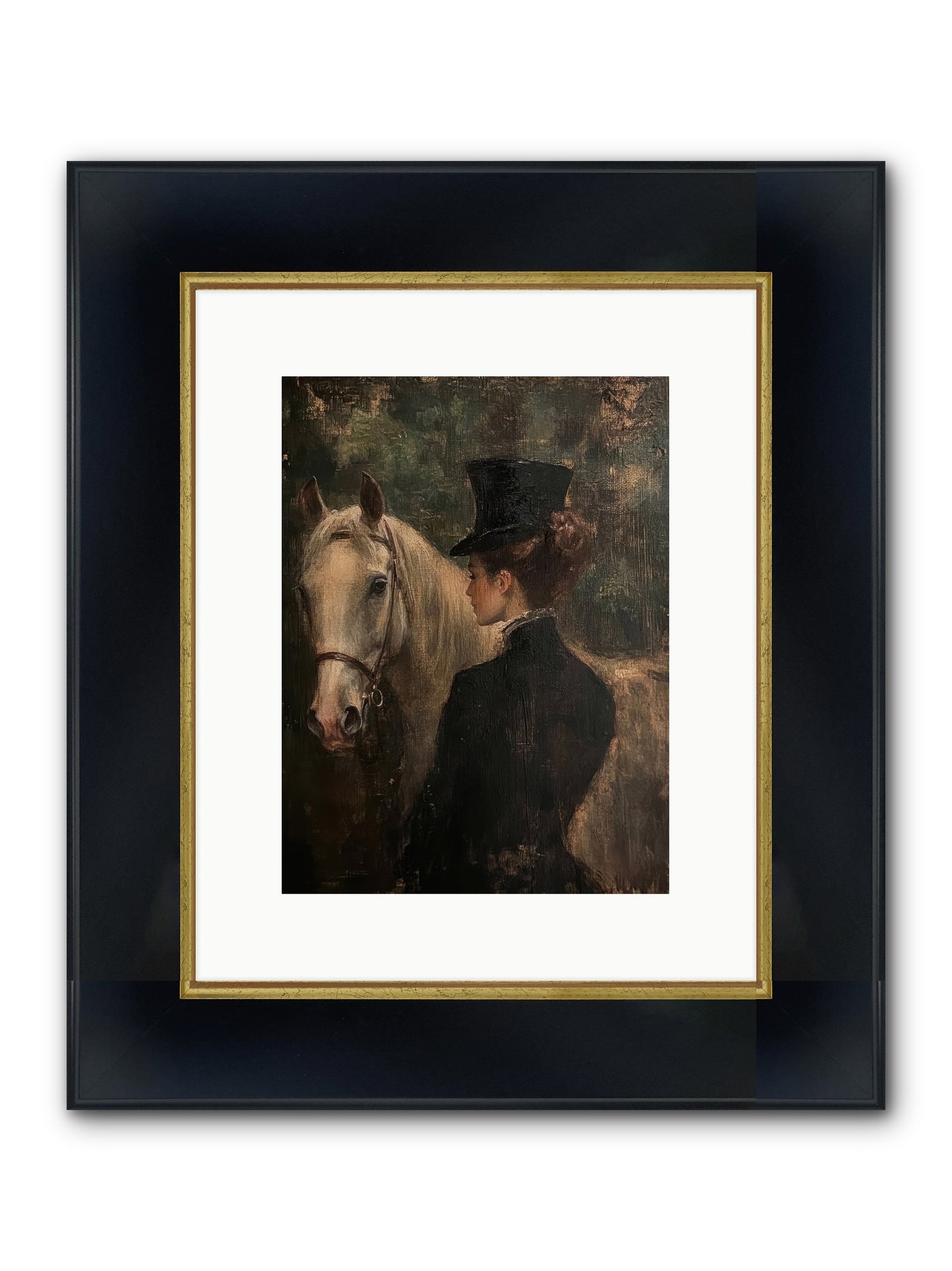Rough Cut Diamond Framed Print - Wide Black w/Gold 9x12