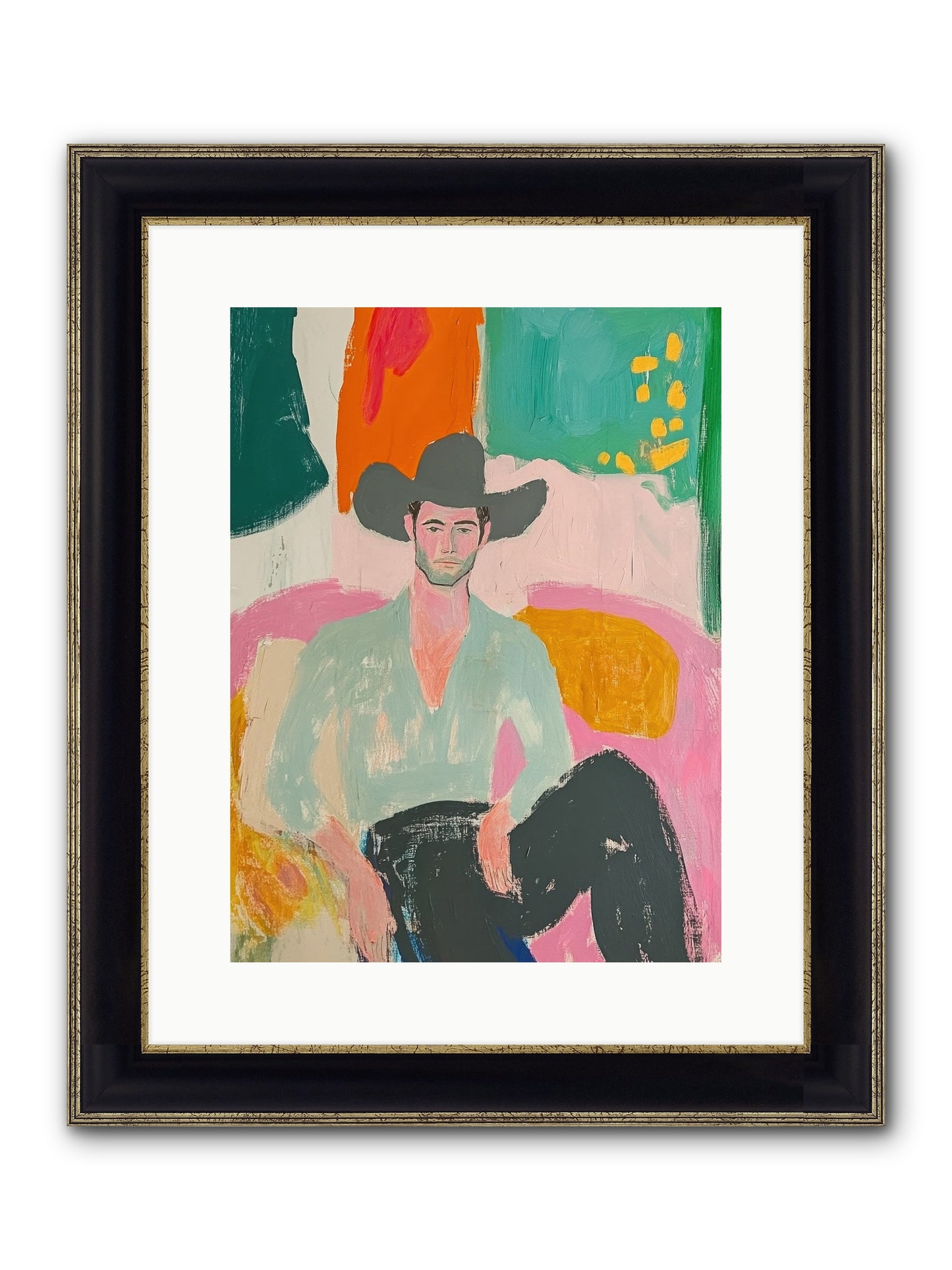 Roughstock Rider Framed Print - Black & Gold 12x16