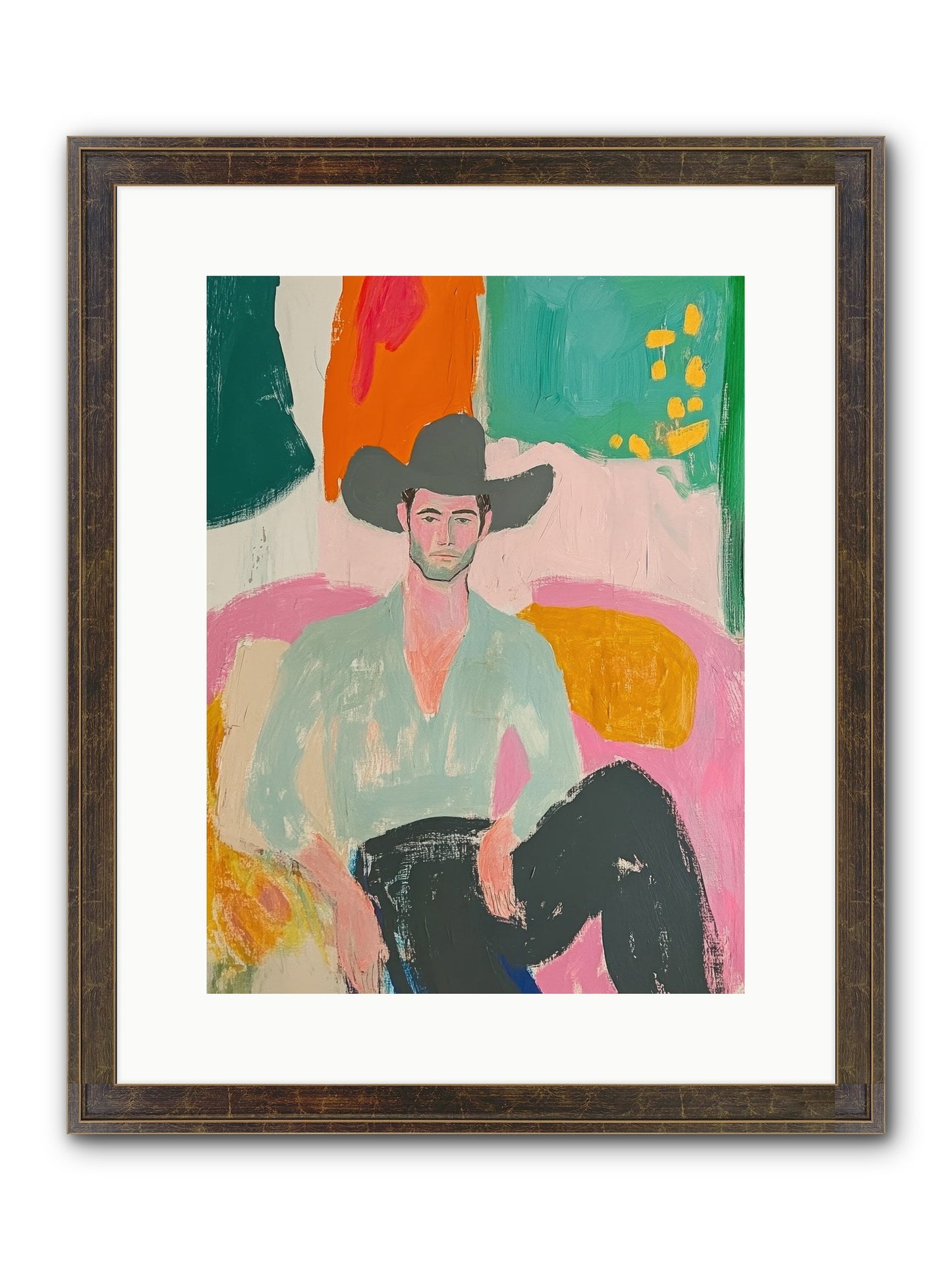 Roughstock Rider Framed Print - Slimwoods Black/Gold 12x16