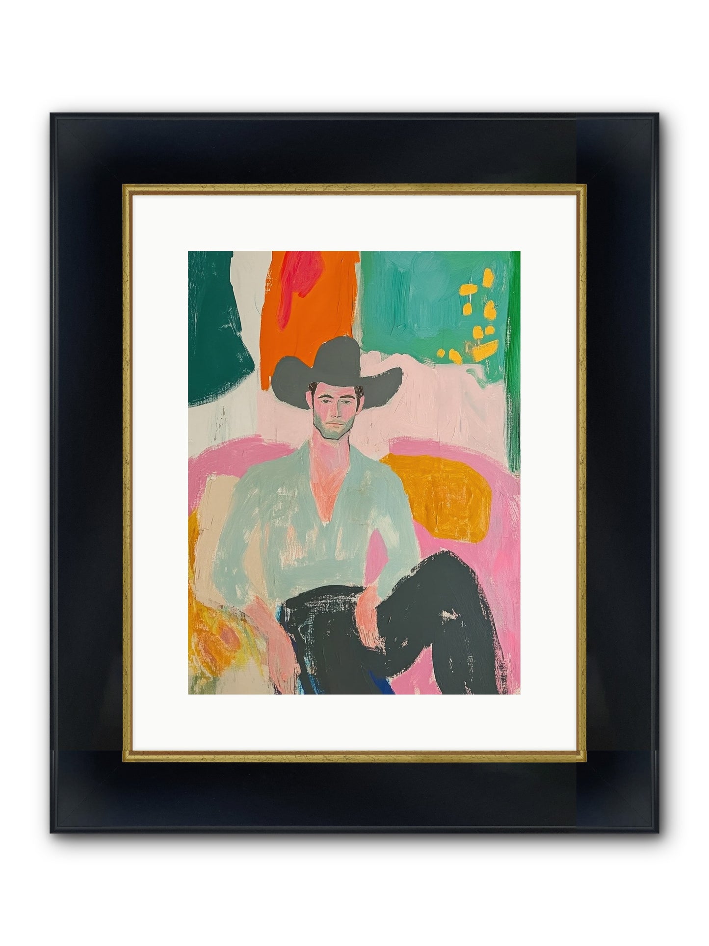 Roughstock Rider Framed Print - Wide Black w/Gold 12x16