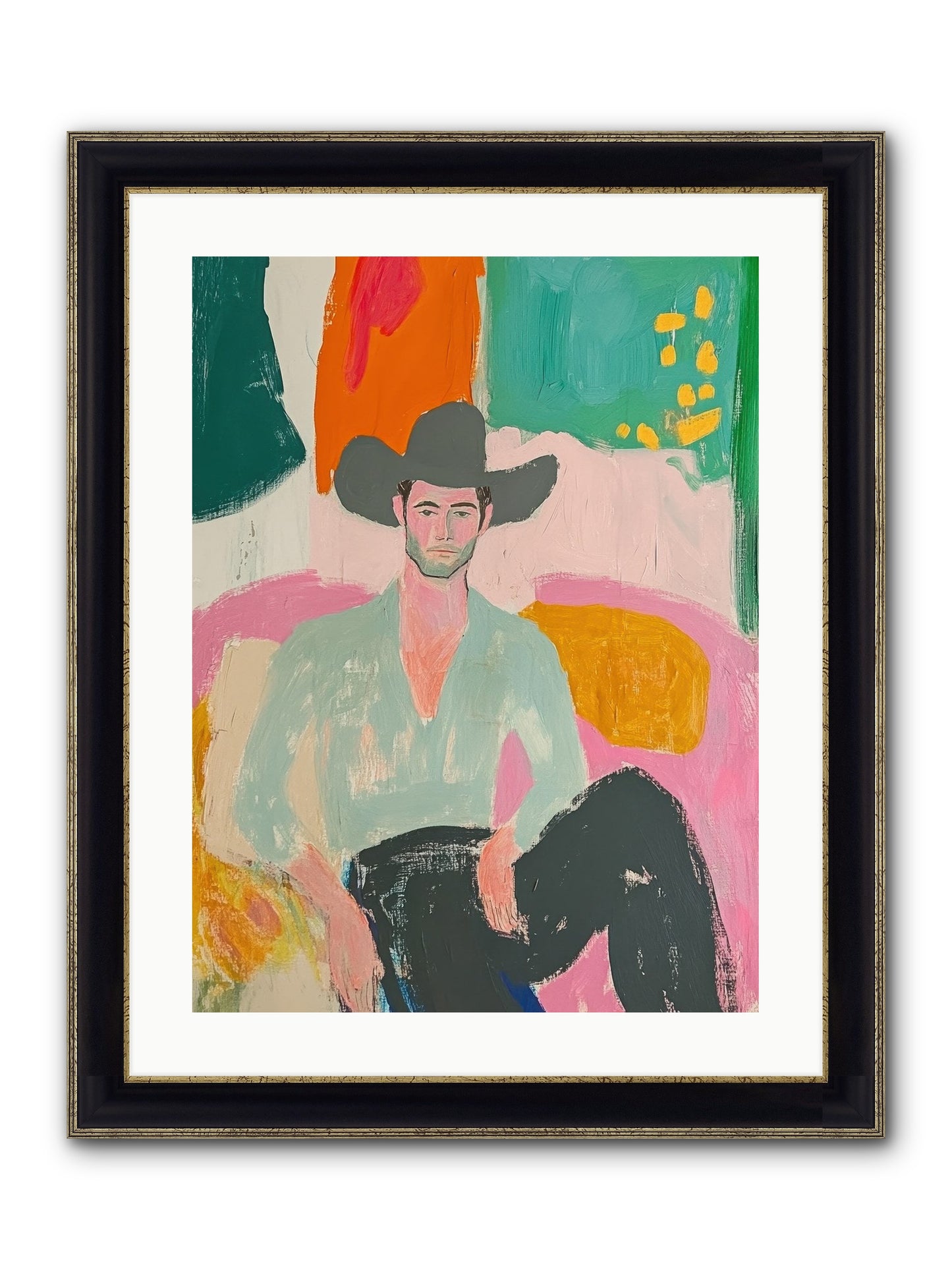 Roughstock Rider Framed Print - Black & Gold 18x24