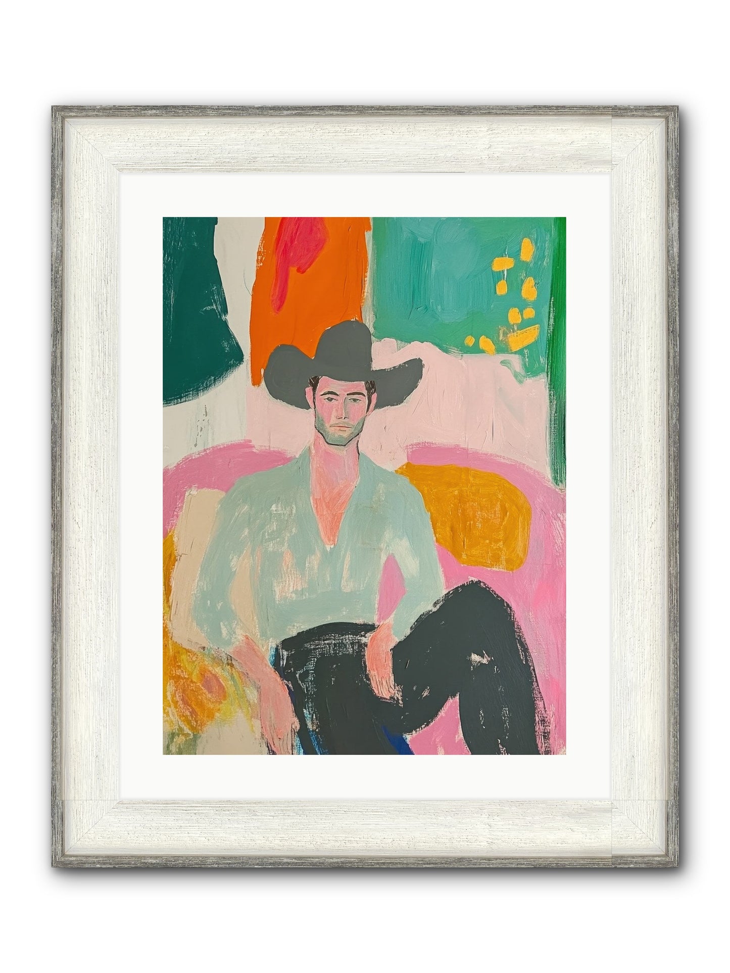 Roughstock Rider Framed Print - Driftwood White 18x24