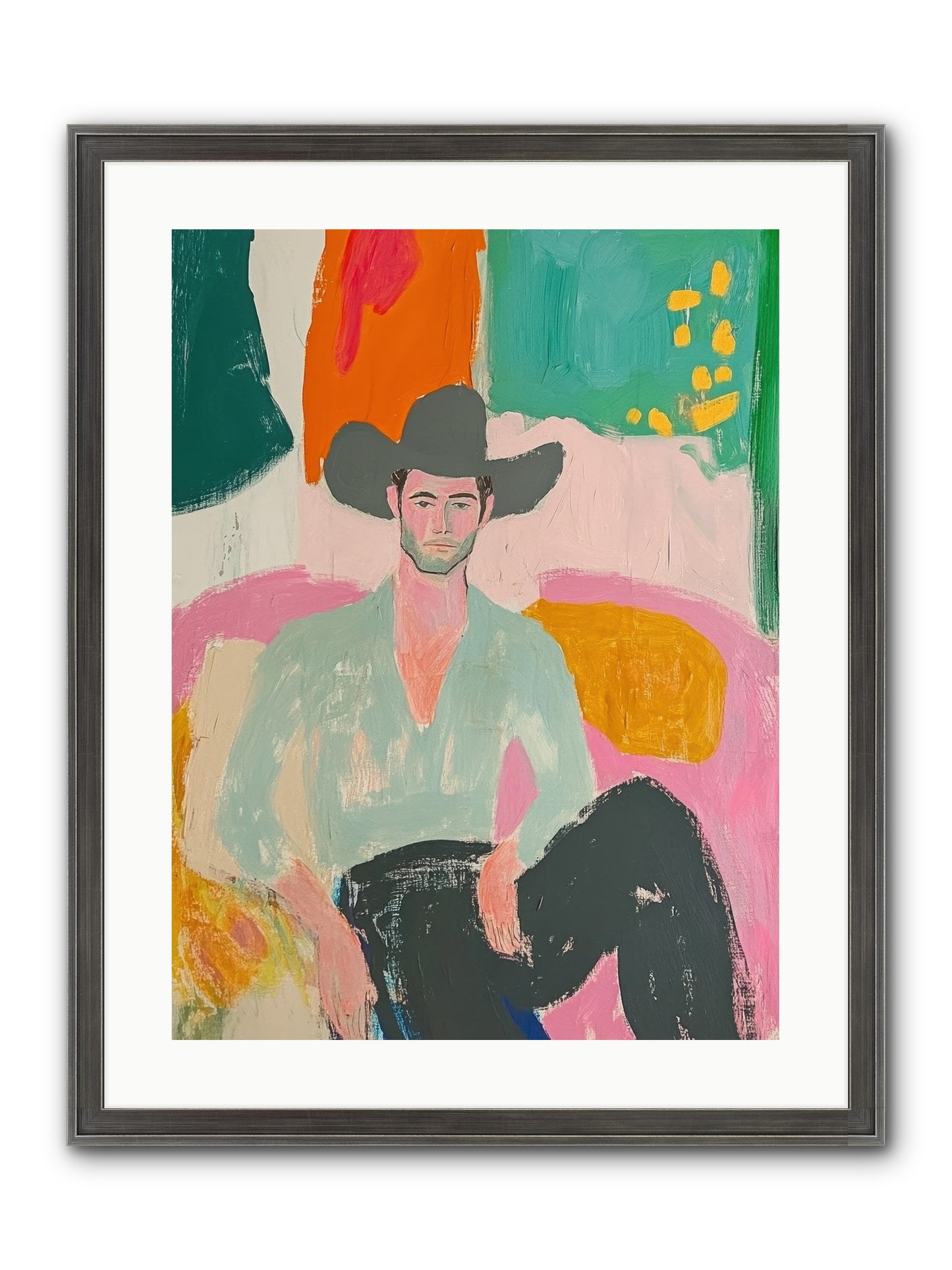 Roughstock Rider Framed Print - Slimwoods Black/Silver 18x24