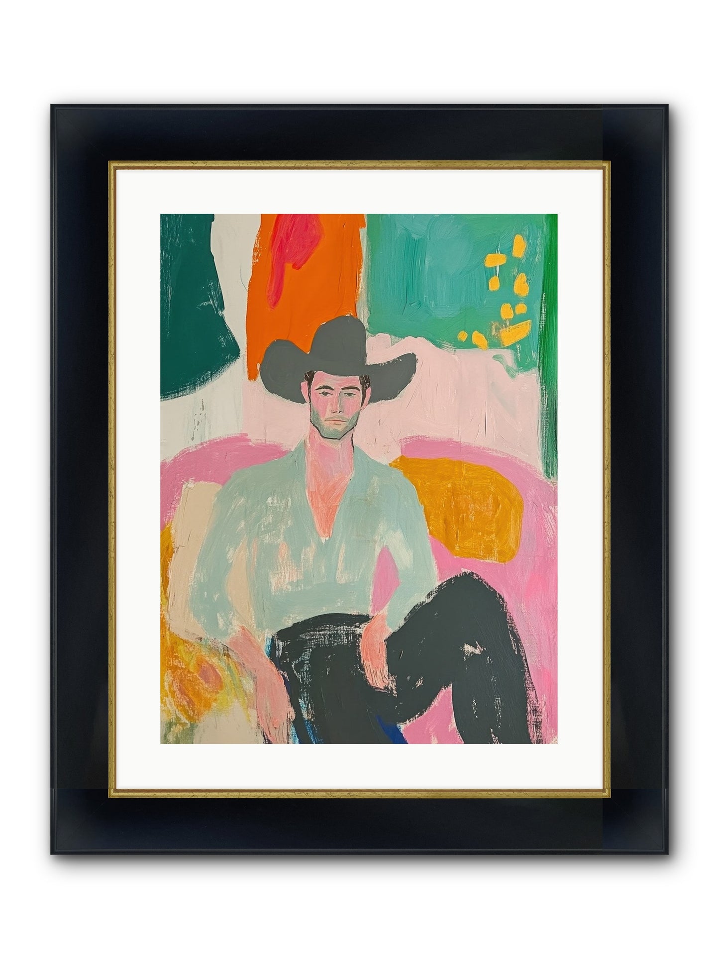Roughstock Rider Framed Print - Wide Black w/Gold 18x24