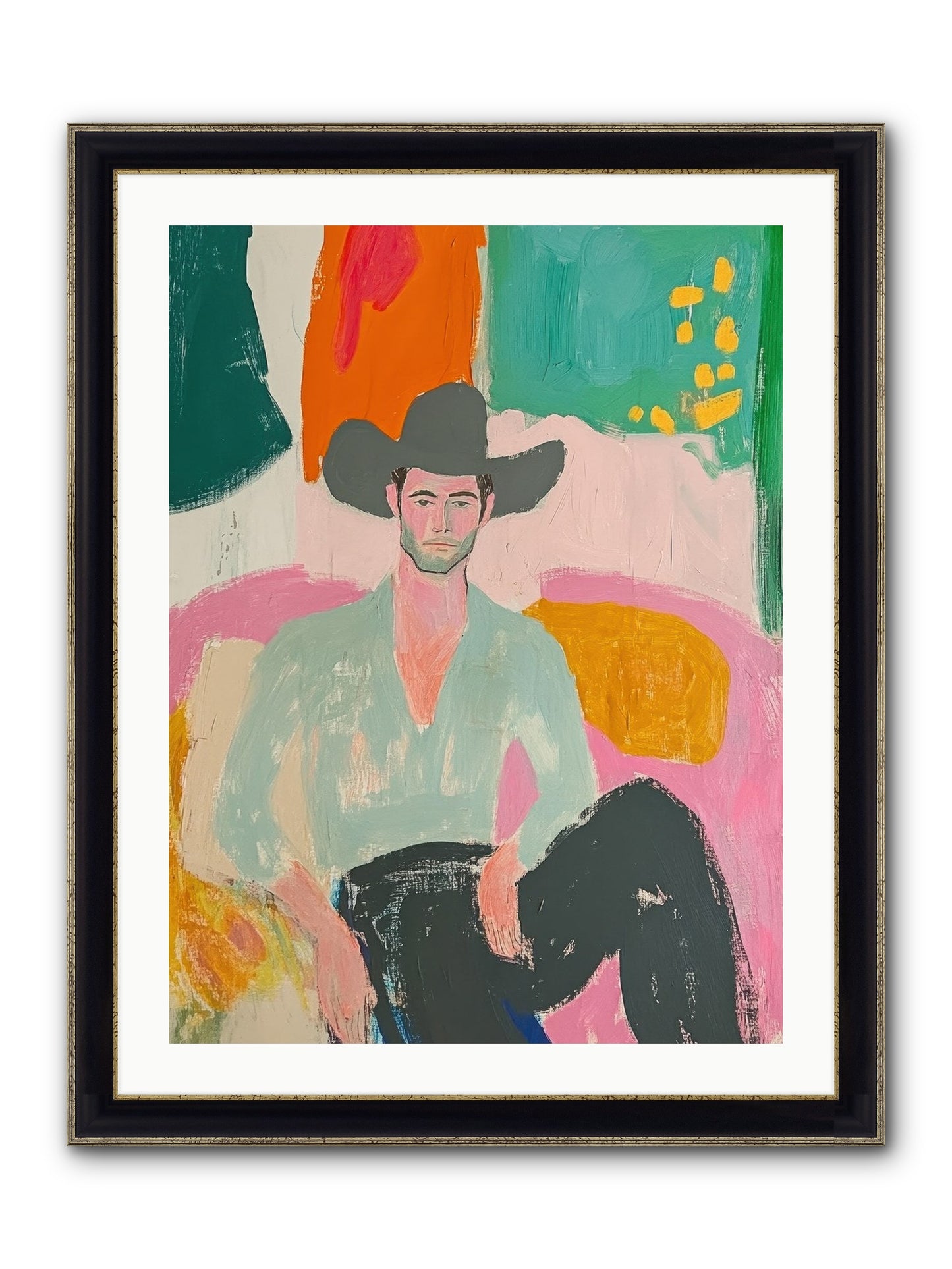 Roughstock Rider Framed Print - Black & Gold 24x32