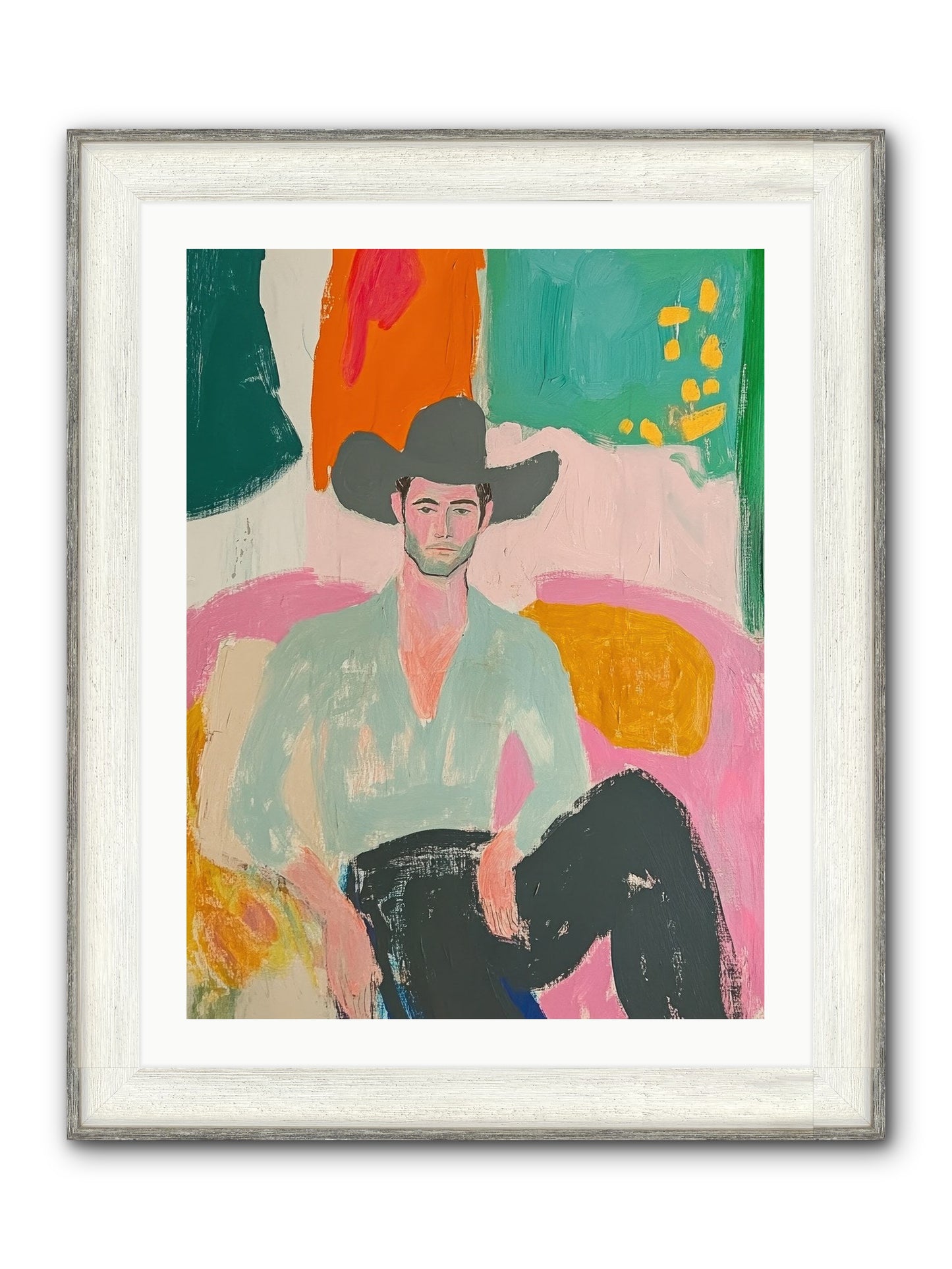 Roughstock Rider Framed Print - Driftwood White 24x32