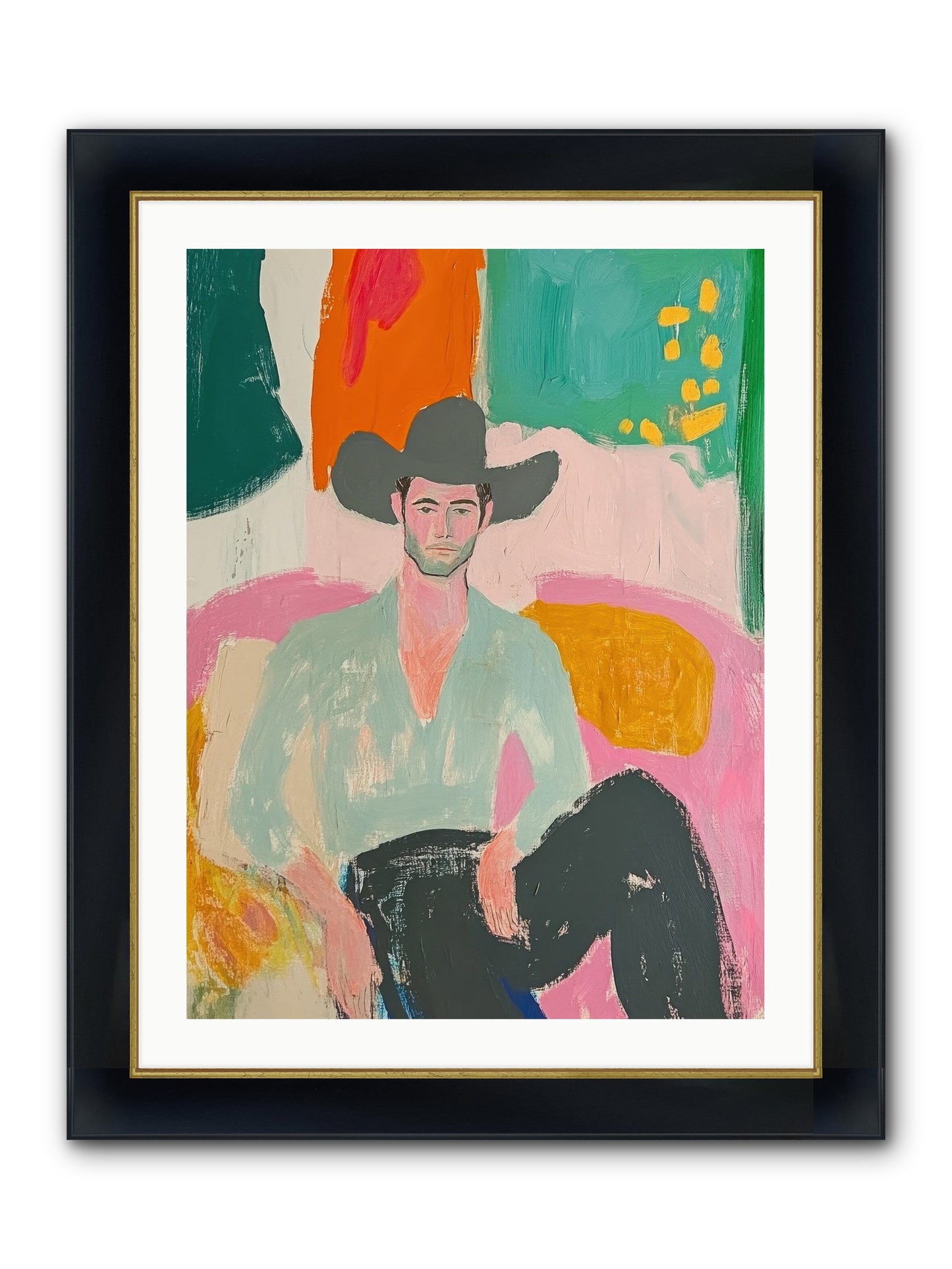 Roughstock Rider Framed Print - Wide Black w/Gold 24x32