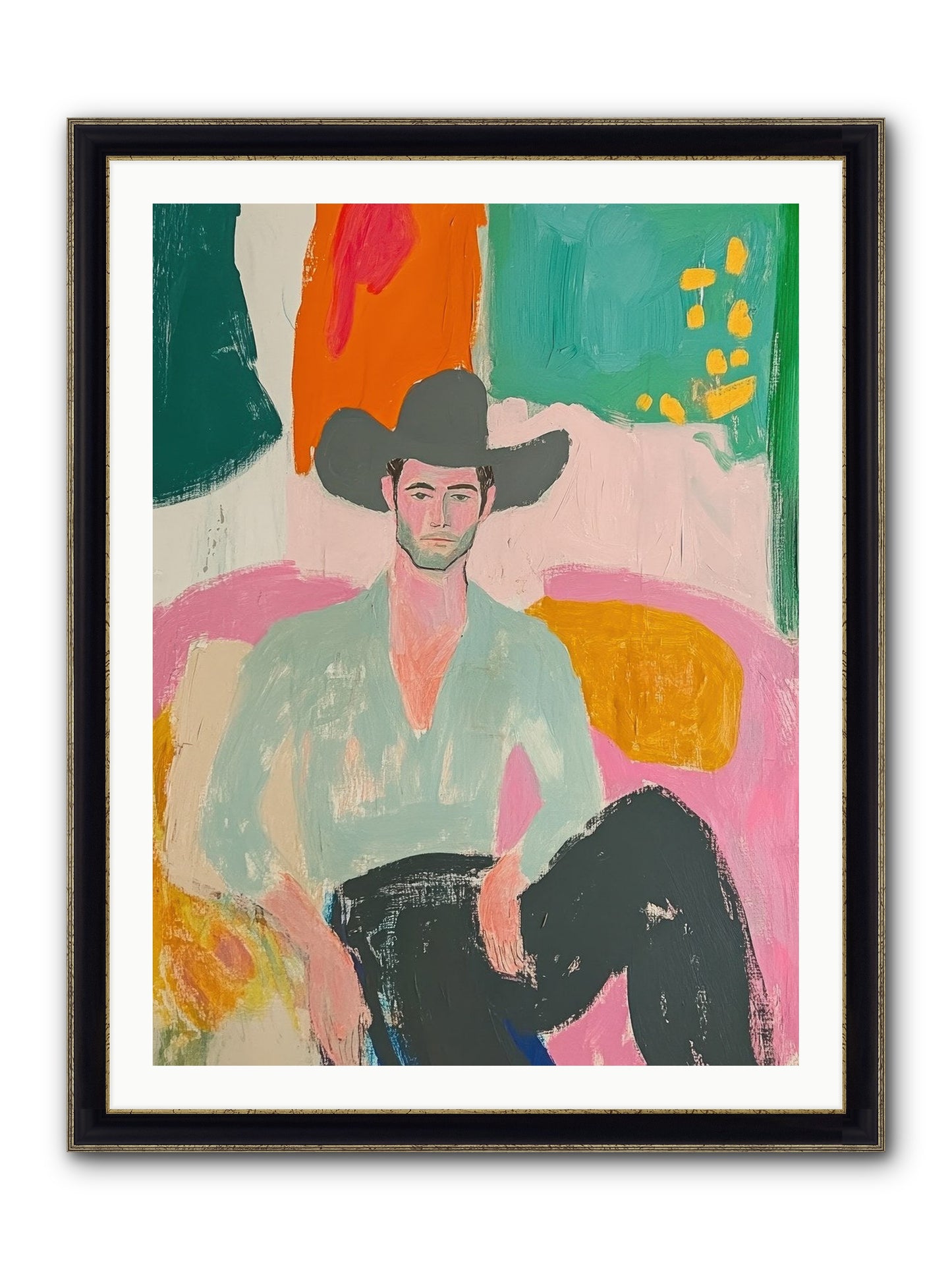 Roughstock Rider Framed Print - Black & Gold 30x40