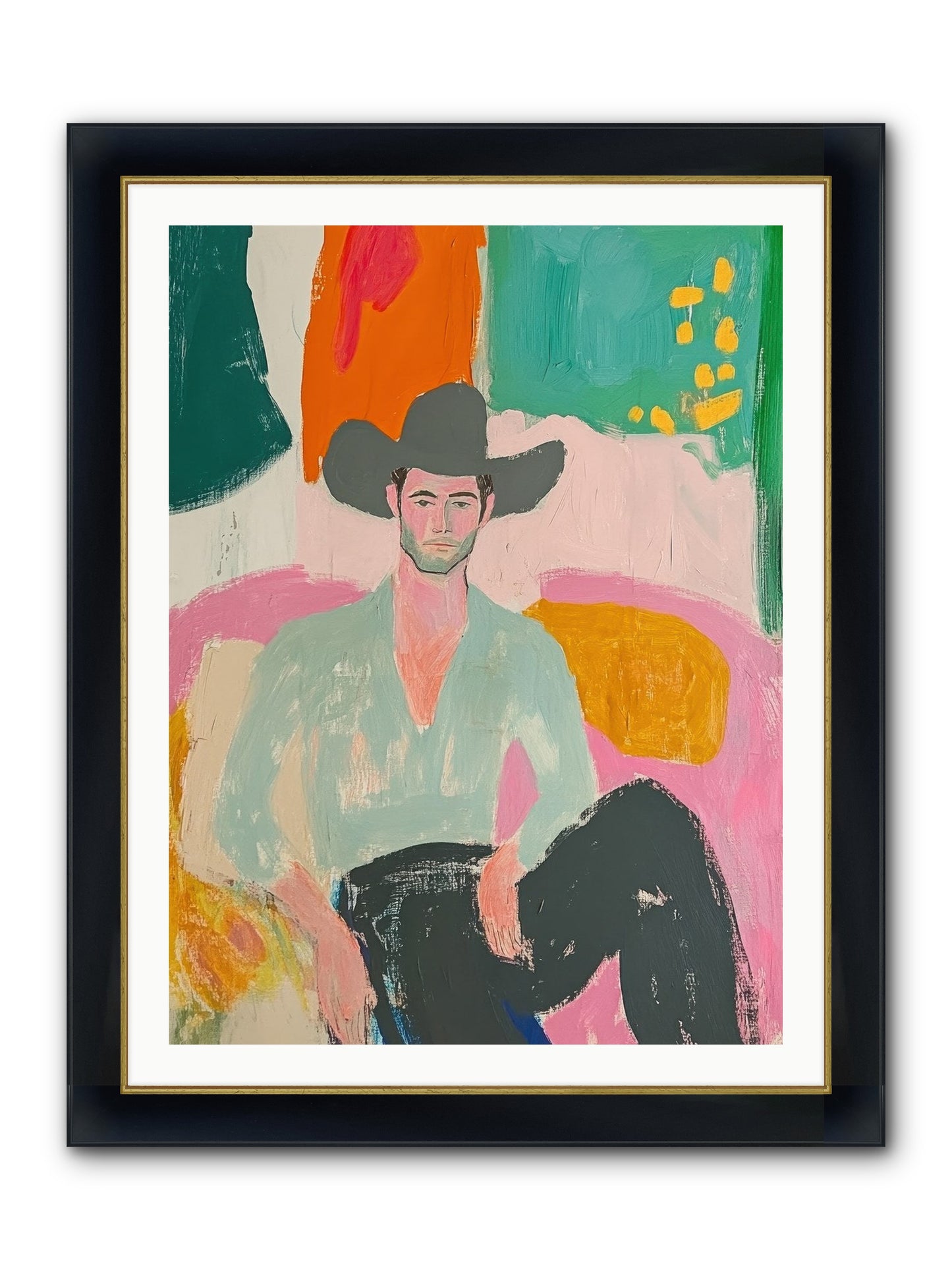 Roughstock Rider Framed Print - Wide Black w/Gold 30x40