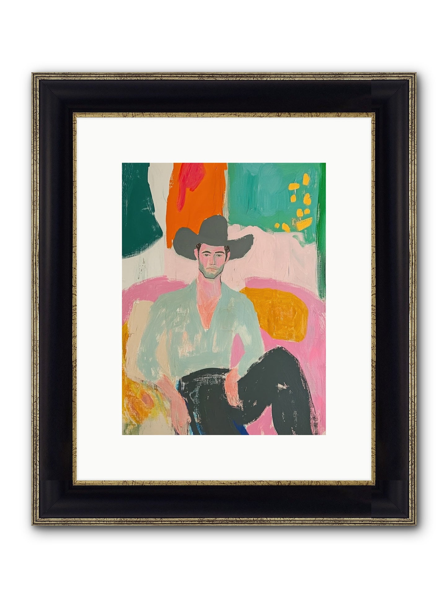 Roughstock Rider Framed Print - Black & Gold 9x12