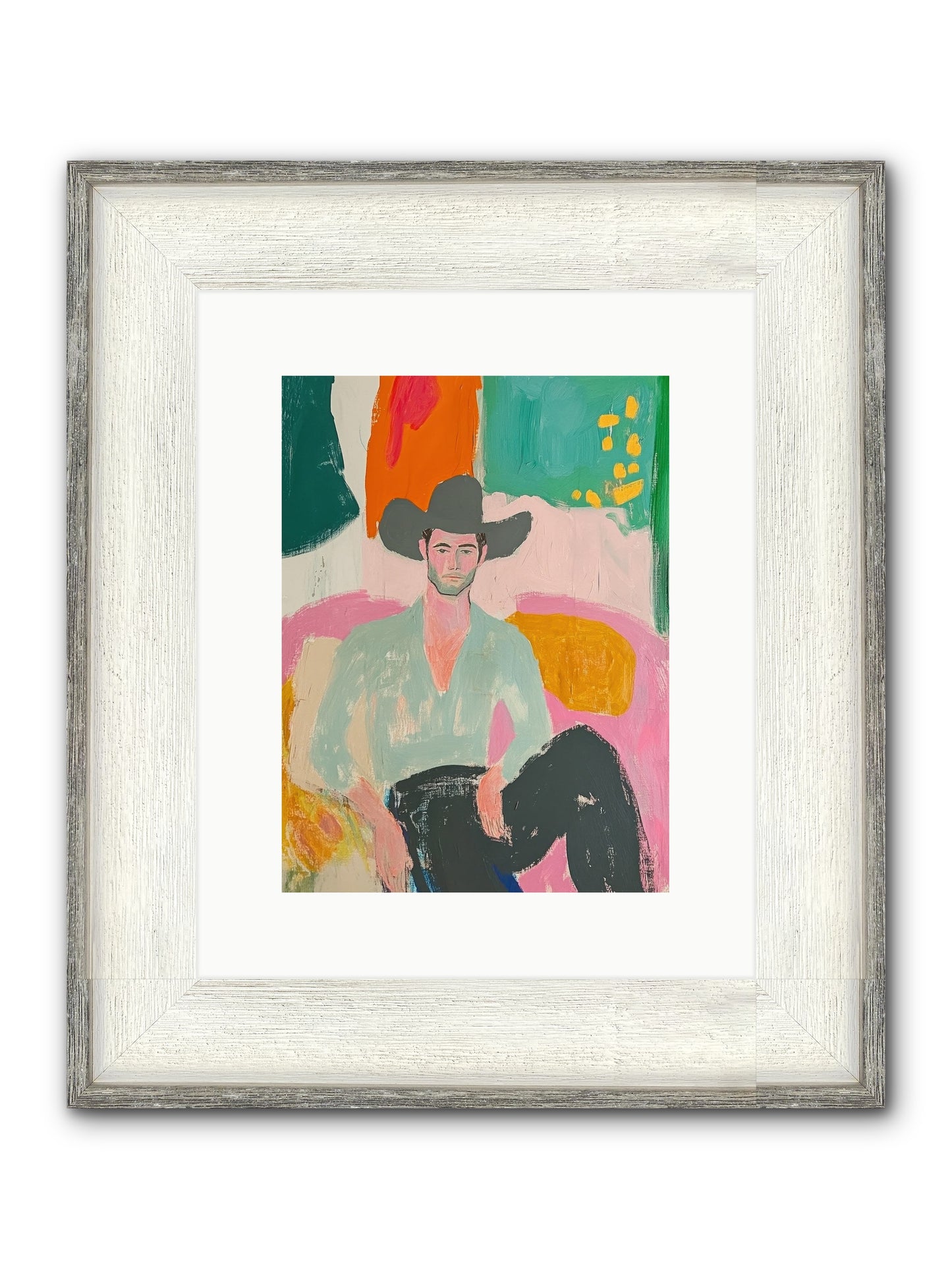 Roughstock Rider Framed Print - Driftwood White 9x12