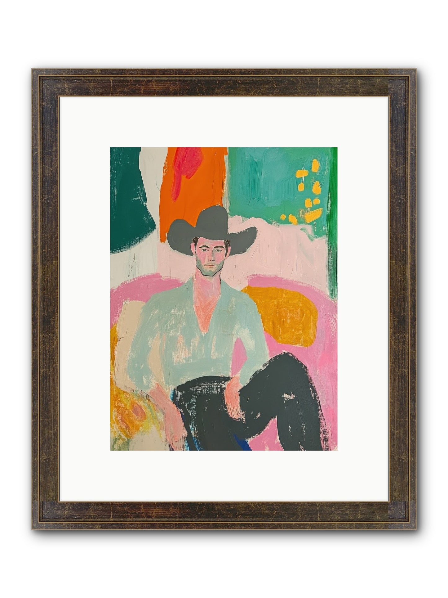 Roughstock Rider Framed Print - Slimwoods Black/Gold 9x12
