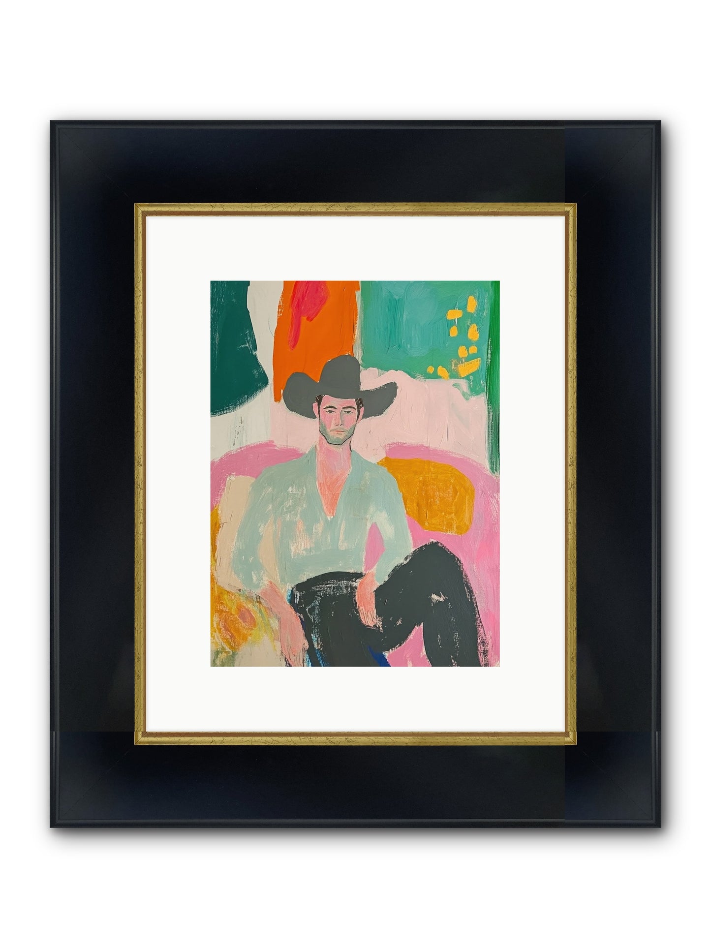 Roughstock Rider Framed Print - Wide Black w/Gold 9x12