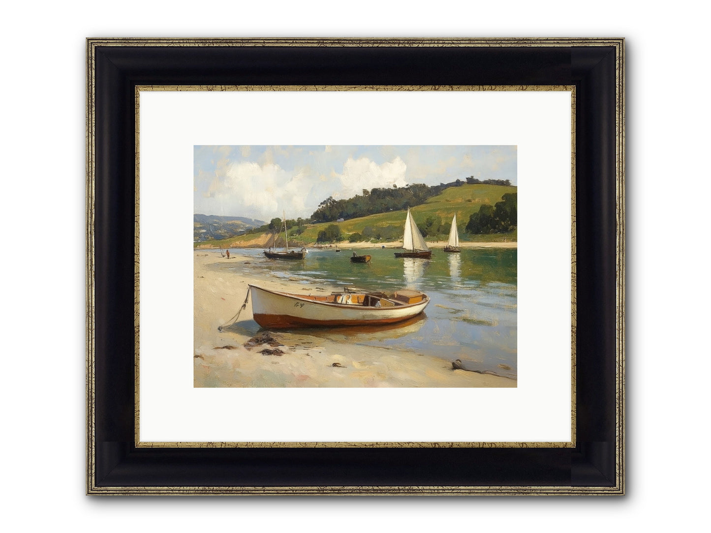 Rowing Hour Framed Print - Black & Gold 12x9