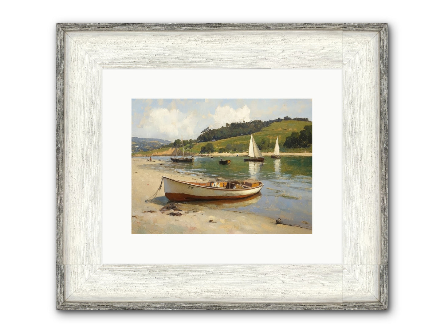 Rowing Hour Framed Print - Driftwood White 12x9