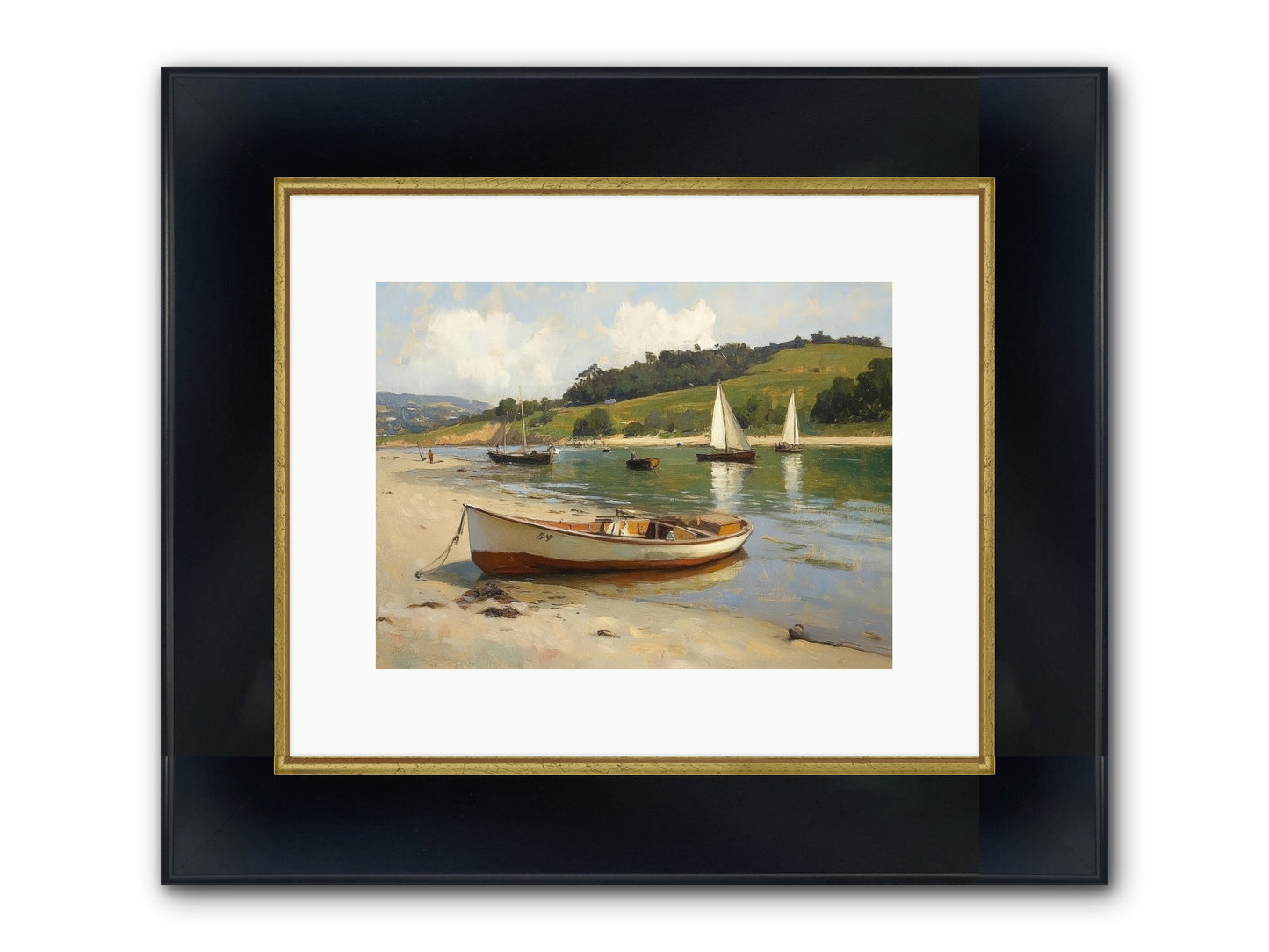 Rowing Hour Framed Print - Wide Black w/Gold 12x9