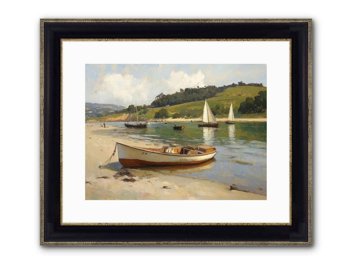 Rowing Hour Framed Print - Black & Gold 16x12