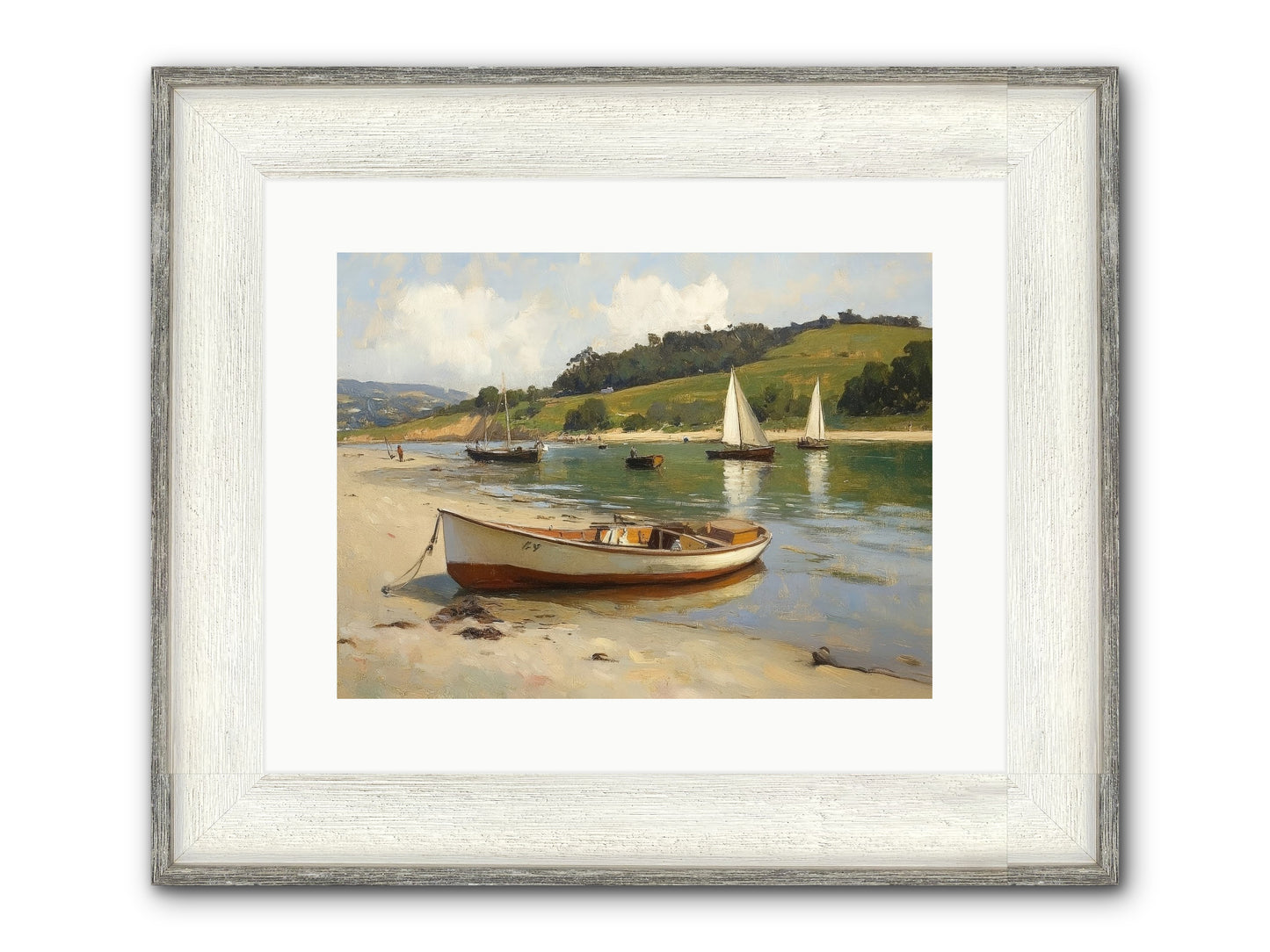 Rowing Hour Framed Print - Driftwood White 16x12