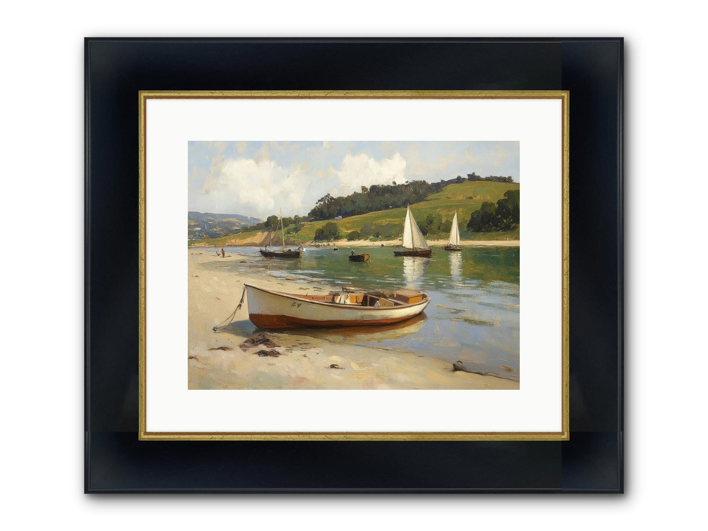 Rowing Hour Framed Print - Wide Black w/Gold 16x12