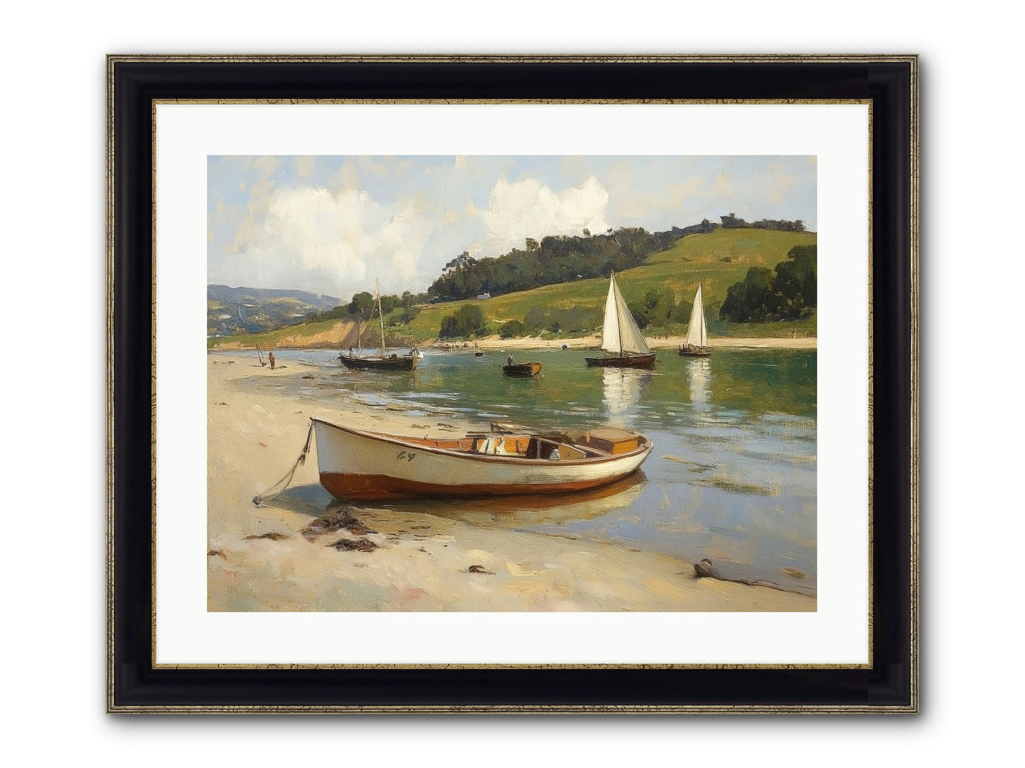 Rowing Hour Framed Print - Black & Gold 24x18
