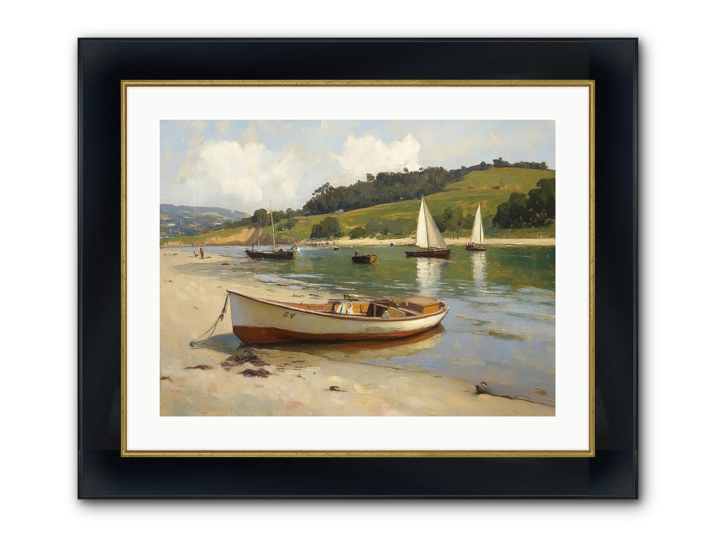 Rowing Hour Framed Print - Wide Black w/Gold 24x18