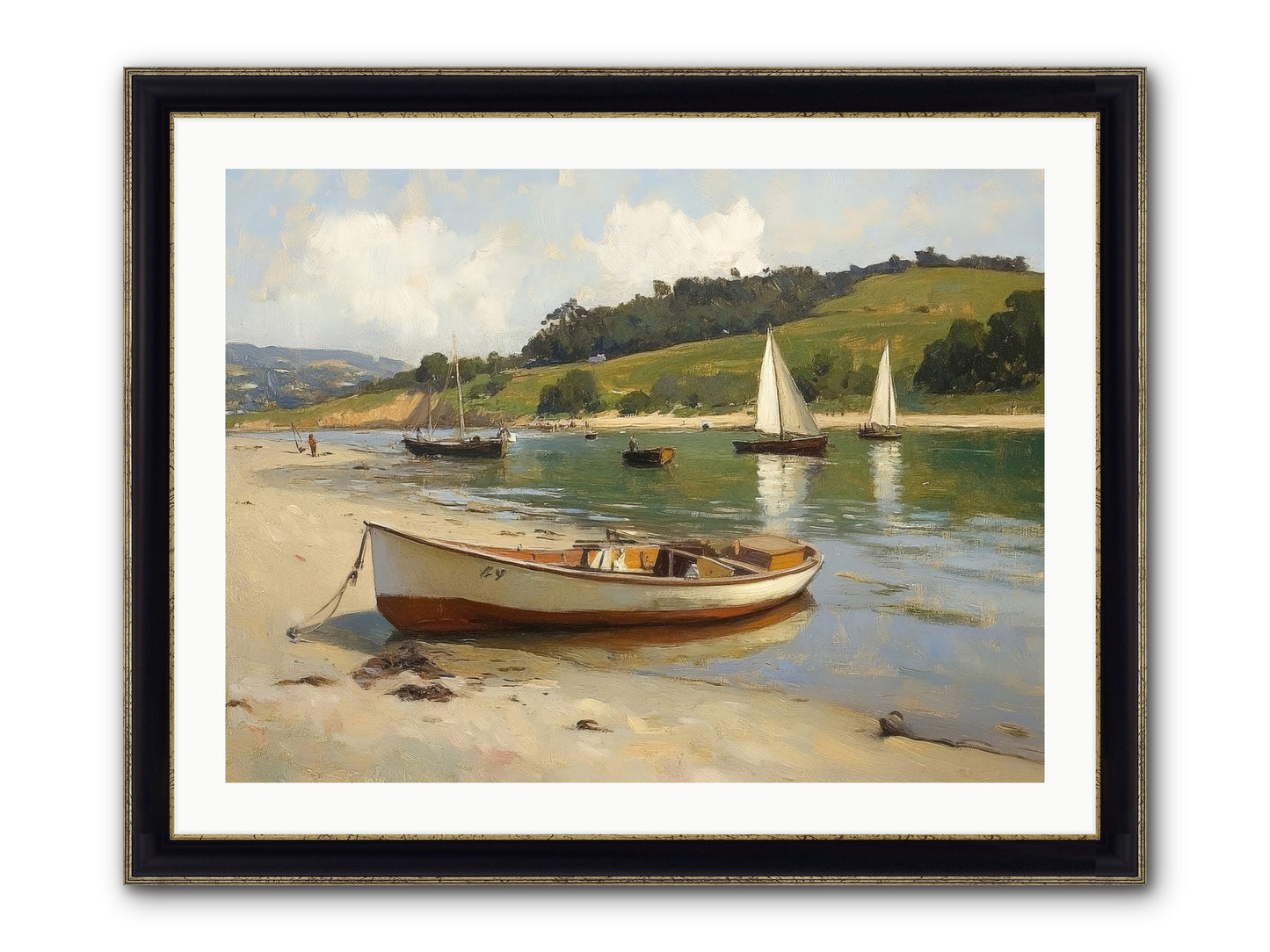 Rowing Hour Framed Print - Black & Gold 32x24