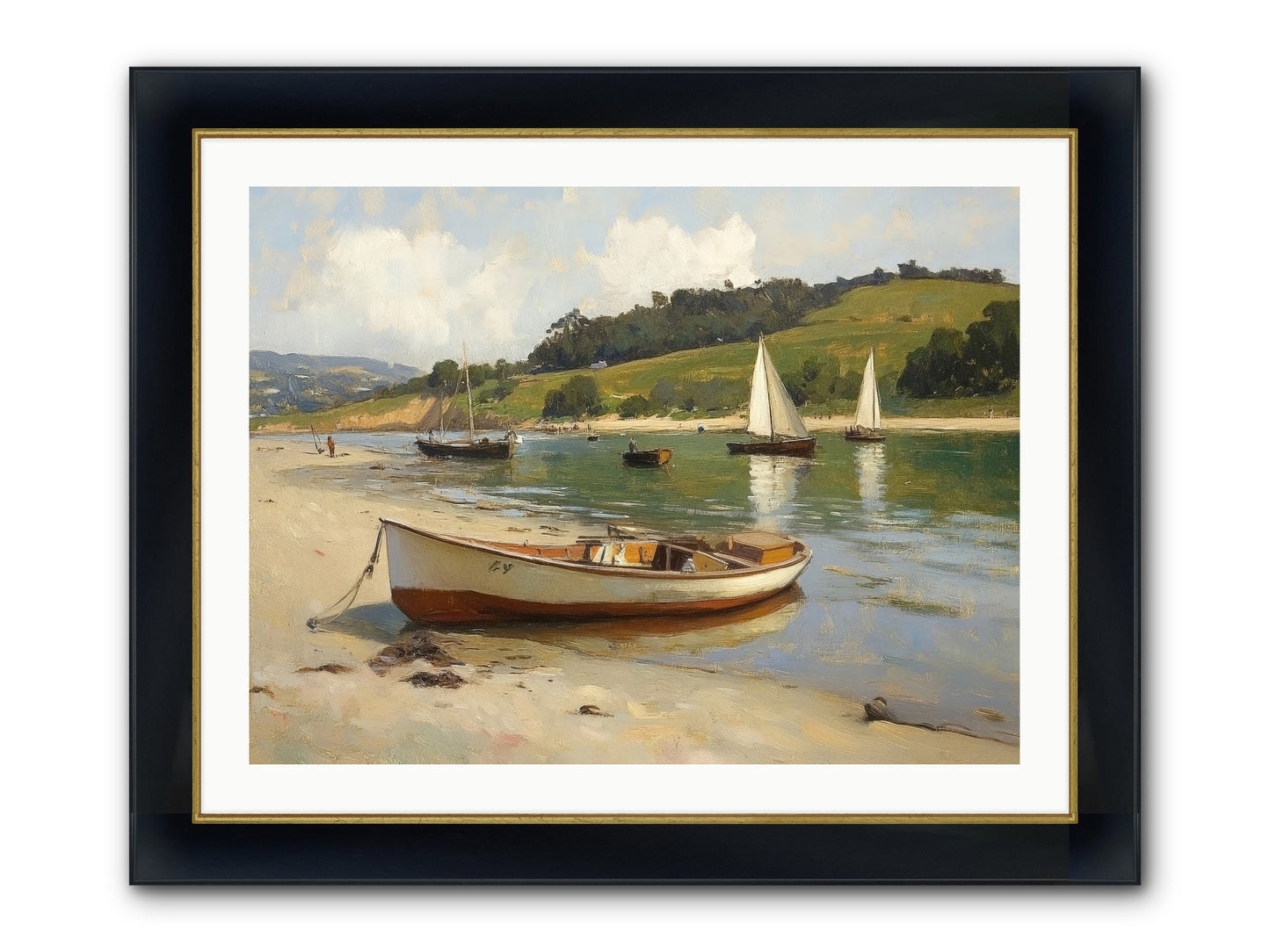 Rowing Hour Framed Print - Wide Black w/Gold 32x24
