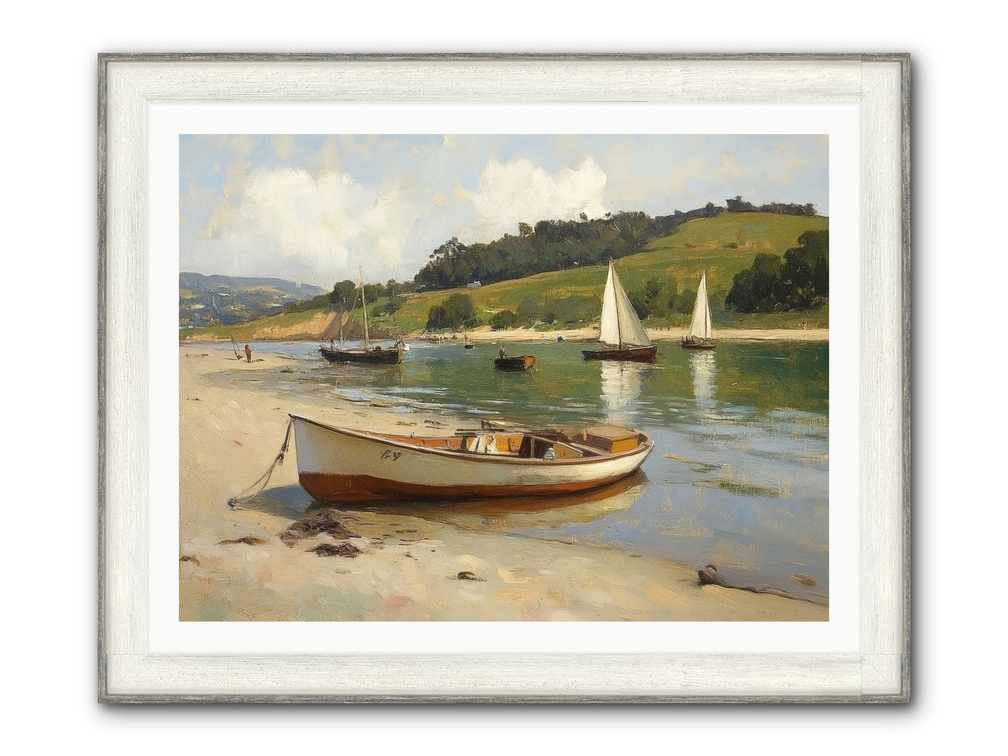 Rowing Hour Framed Print - Driftwood White 40x30