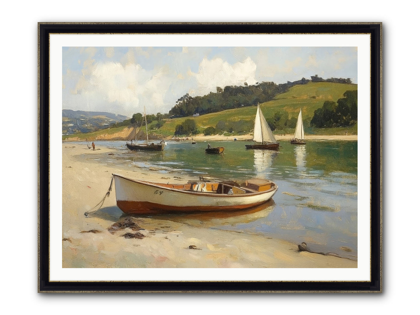 Rowing Hour Framed Print - Black & Gold 48x36