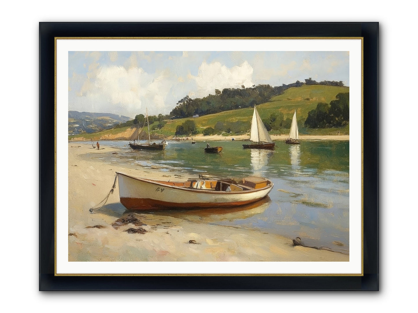 Rowing Hour Framed Print - Wide Black w/Gold 48x36