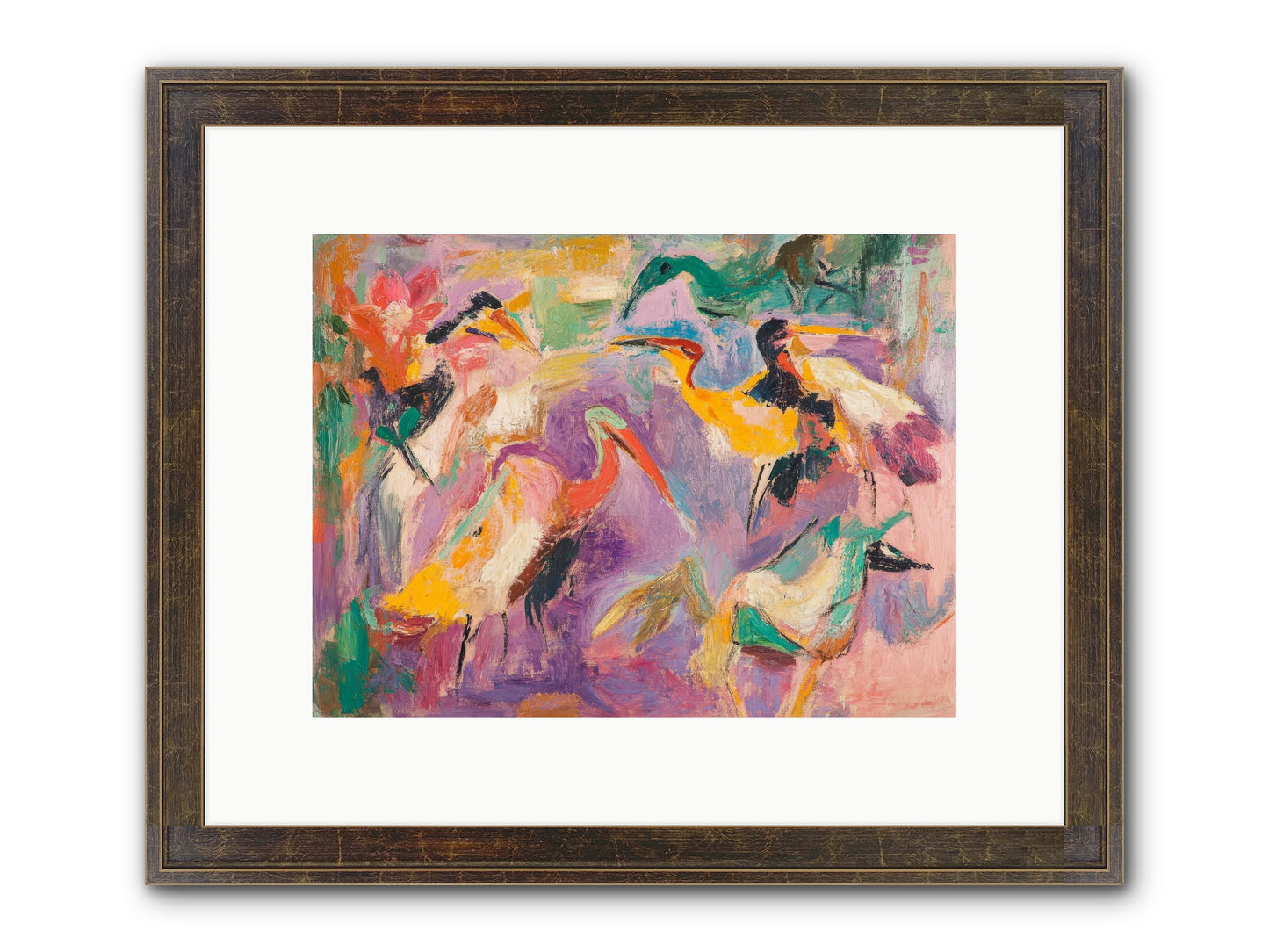 Royal Flock Framed Print - Slimwoods Black/Gold 12x9