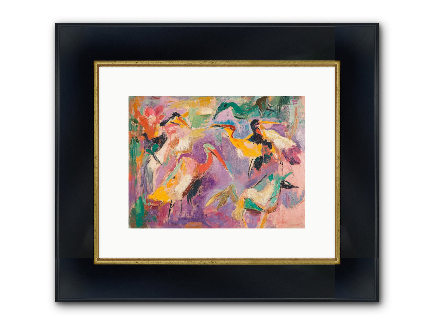Royal Flock Framed Print - Wide Black w/Gold 12x9