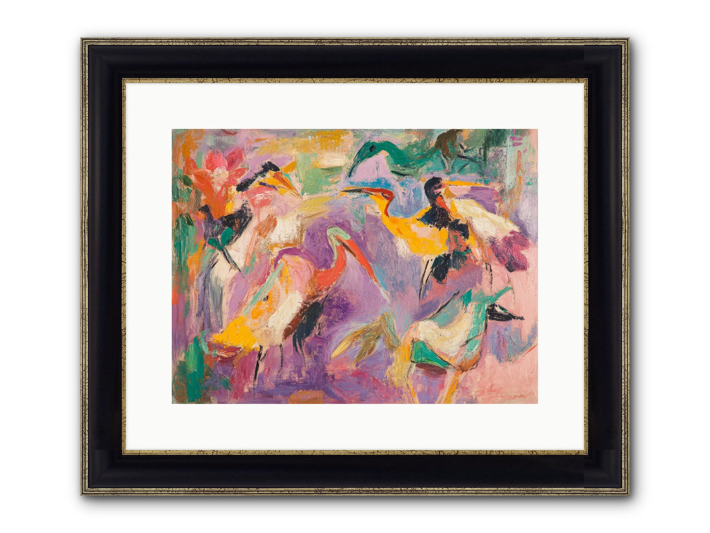 Royal Flock Framed Print - Black & Gold 16x12