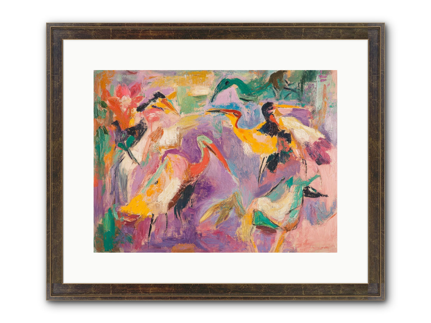 Royal Flock Framed Print - Slimwoods Black/Gold 16x12