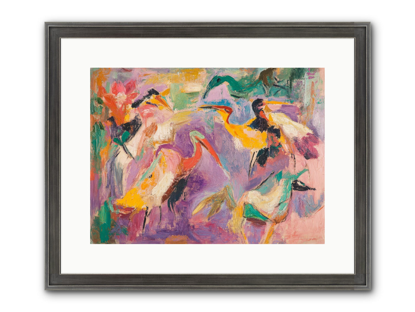 Royal Flock Framed Print - Slimwoods Black/Silver 16x12