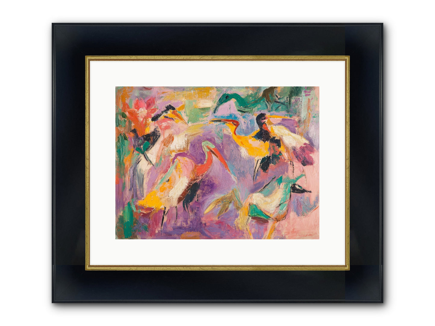 Royal Flock Framed Print - Wide Black w/Gold 16x12
