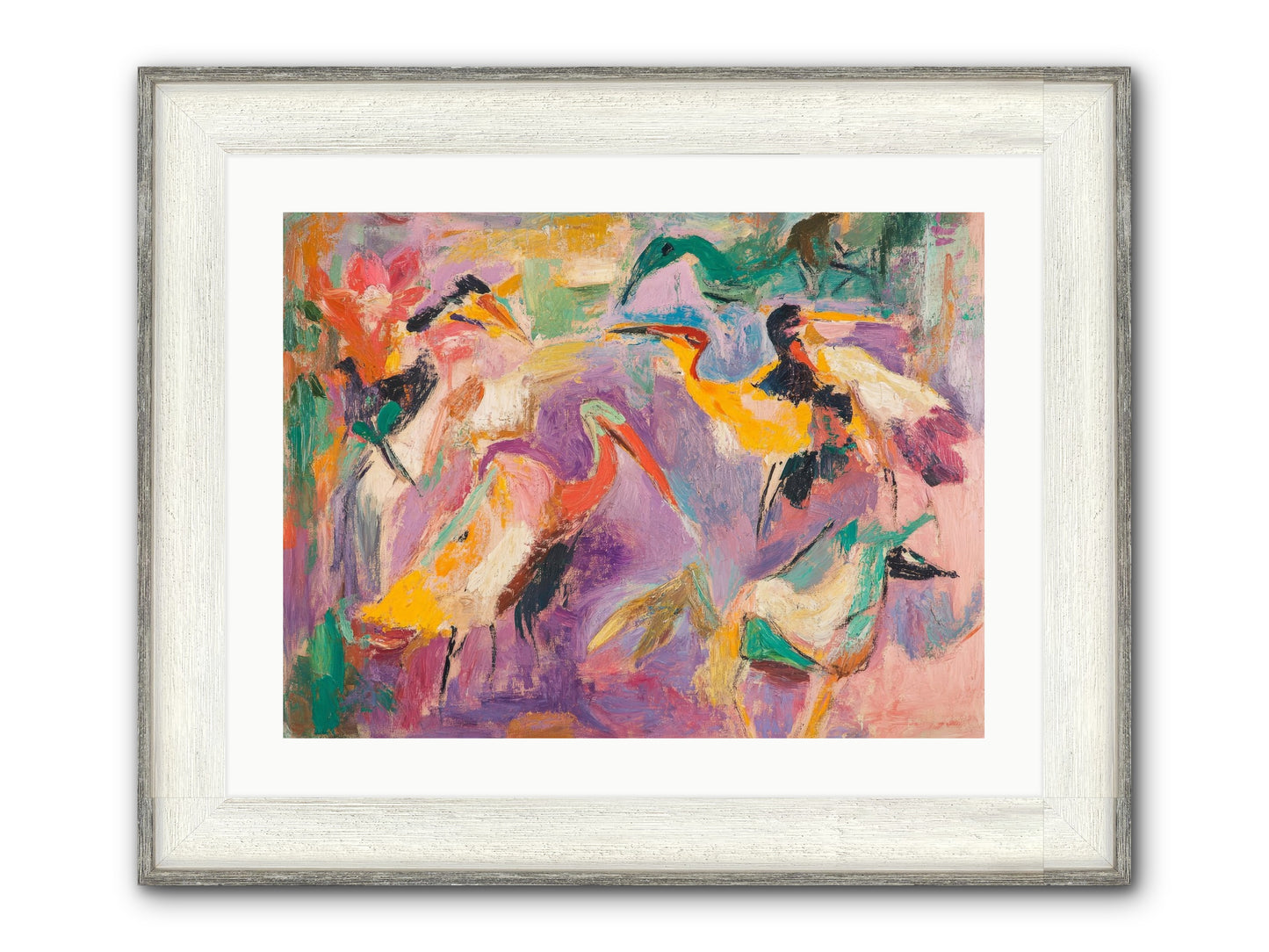 Royal Flock Framed Print - Driftwood White 24x18