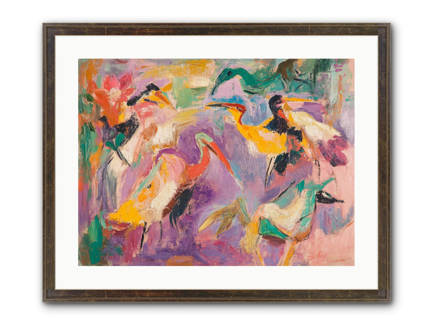 Royal Flock Framed Print - Slimwoods Black/Gold 24x18