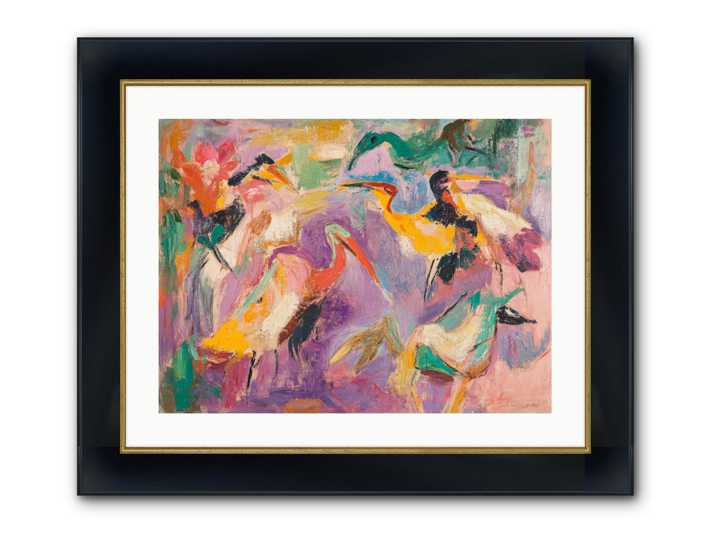 Royal Flock Framed Print - Wide Black w/Gold 24x18