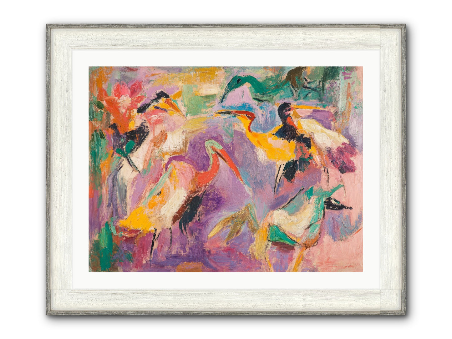 Royal Flock Framed Print - Driftwood White 32x24