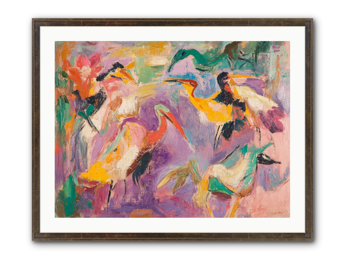 Royal Flock Framed Print - Slimwoods Black/Gold 32x24