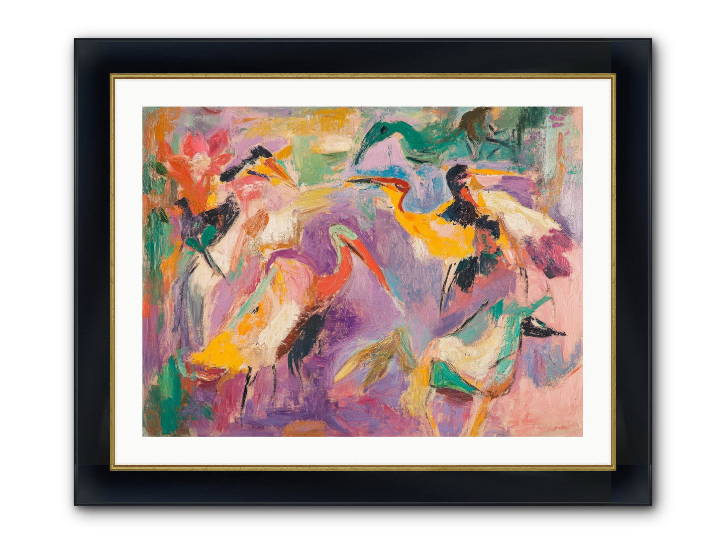 Royal Flock Framed Print - Wide Black w/Gold 32x24