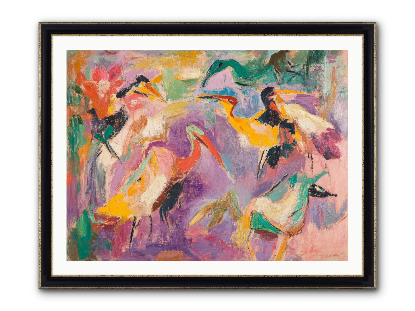 Royal Flock Framed Print - Black & Gold 40x30