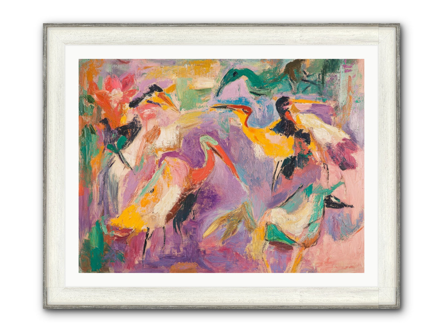 Royal Flock Framed Print - Driftwood White 40x30