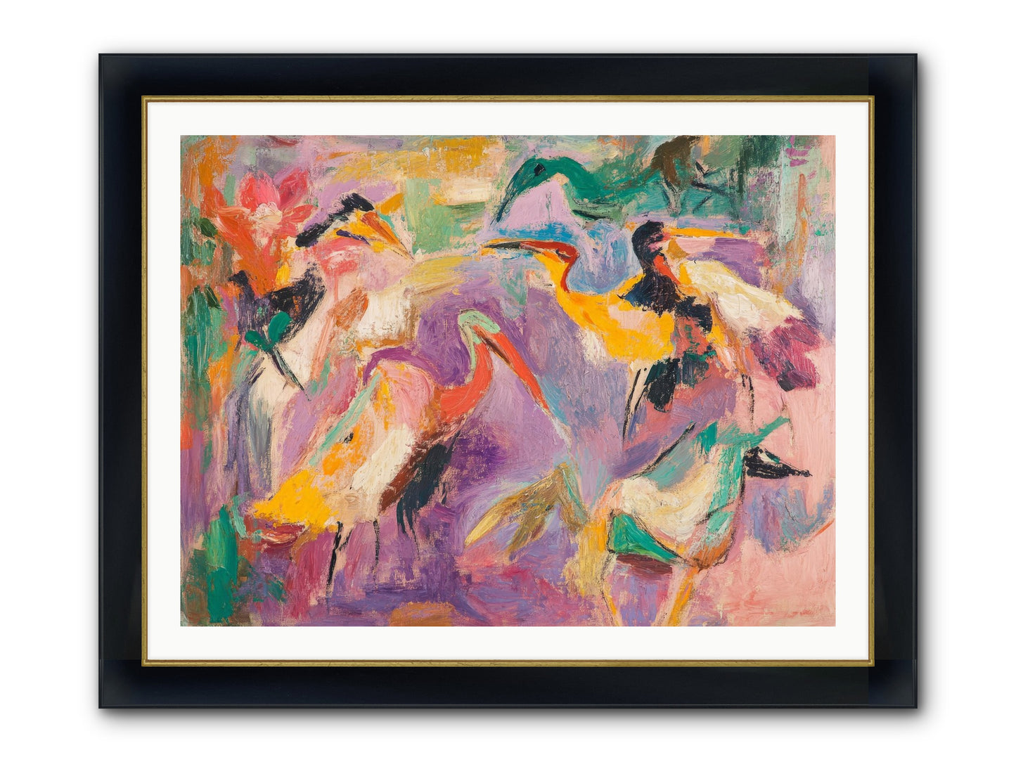 Royal Flock Framed Print - Wide Black w/Gold 40x30