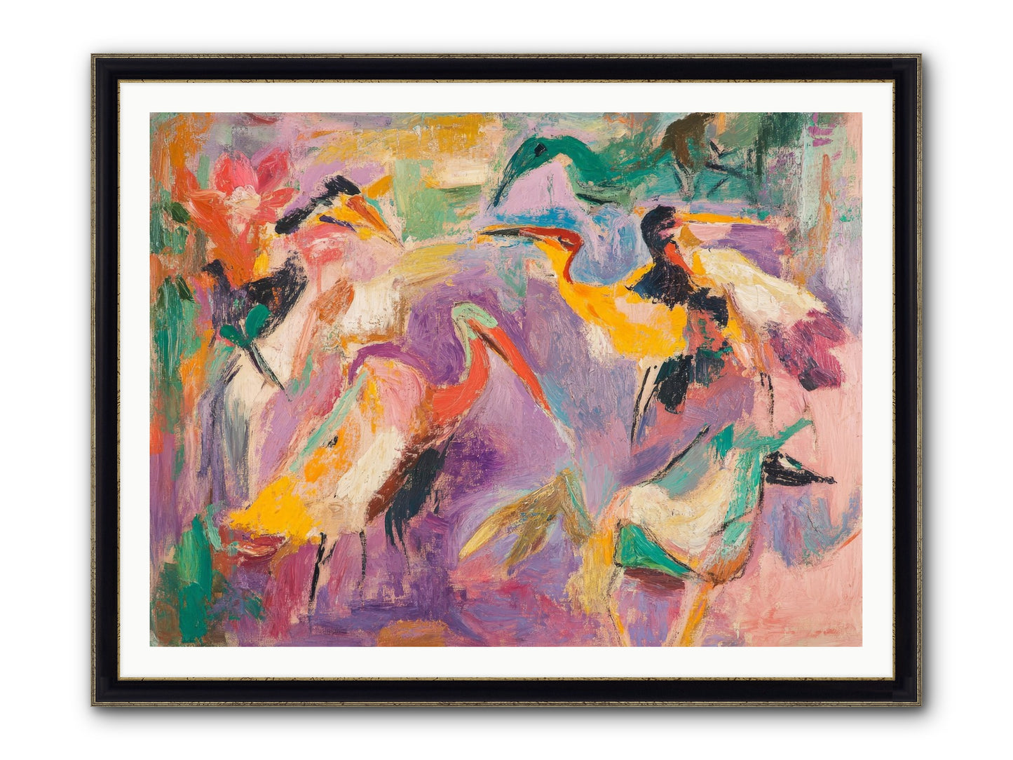 Royal Flock Framed Print - Black & Gold 48x36
